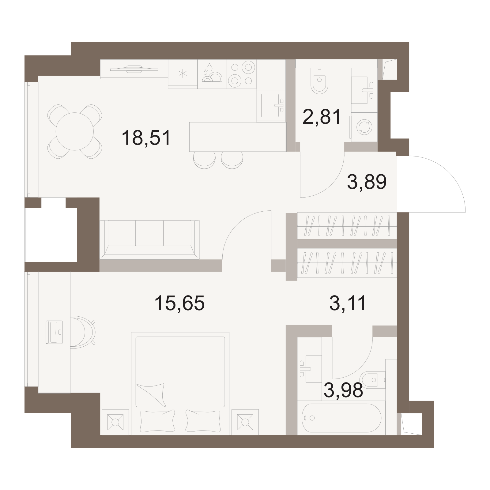 Официальная схема Файв Тауэрс, 47,95 м²