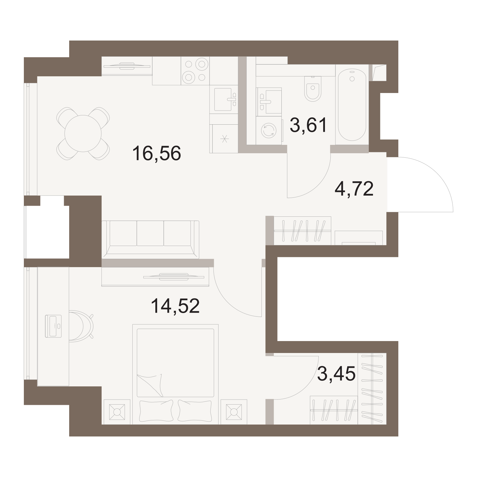 Официальная схема Файв Тауэрс, 42,86 м²