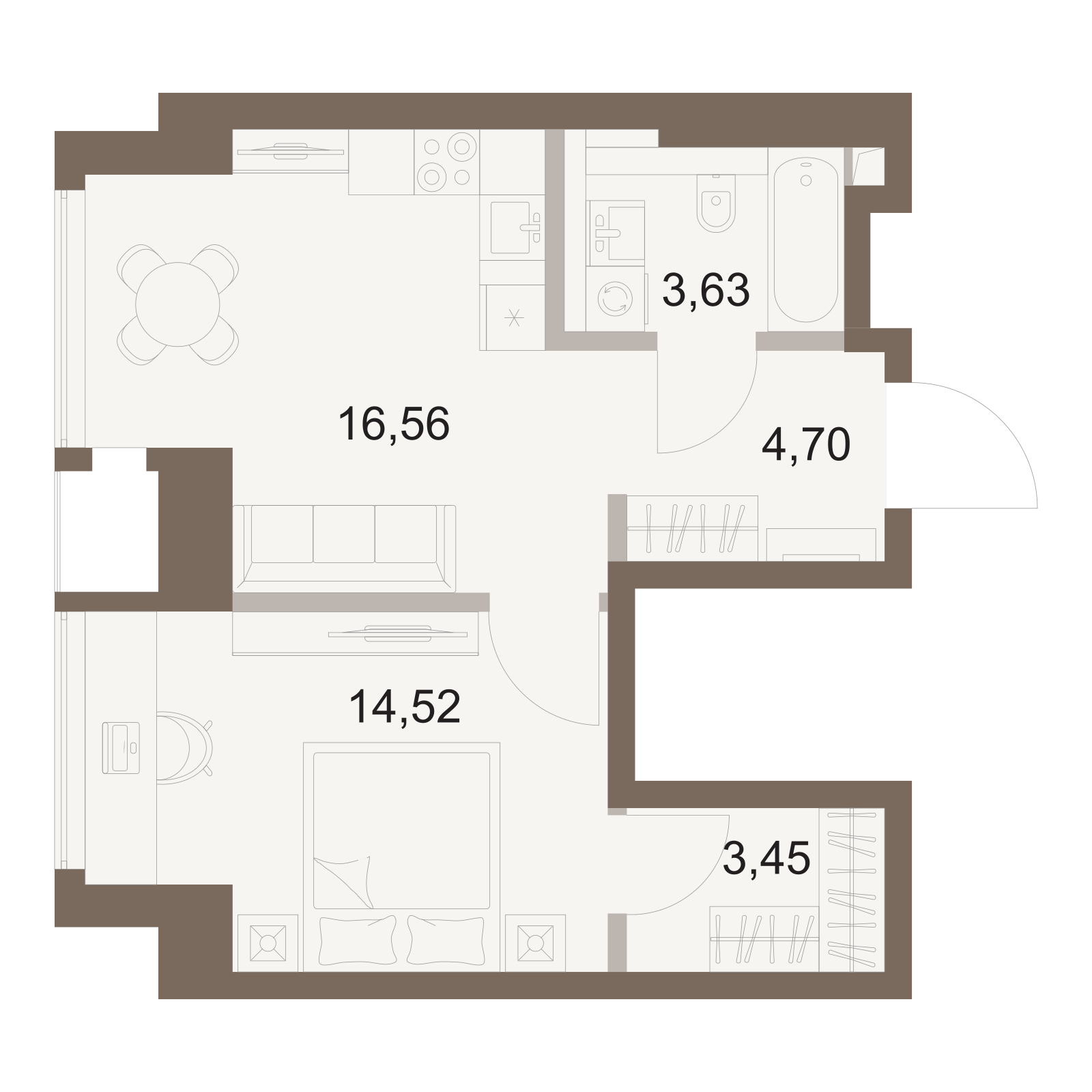 Официальная схема Файв Тауэрс, 42,86 м²