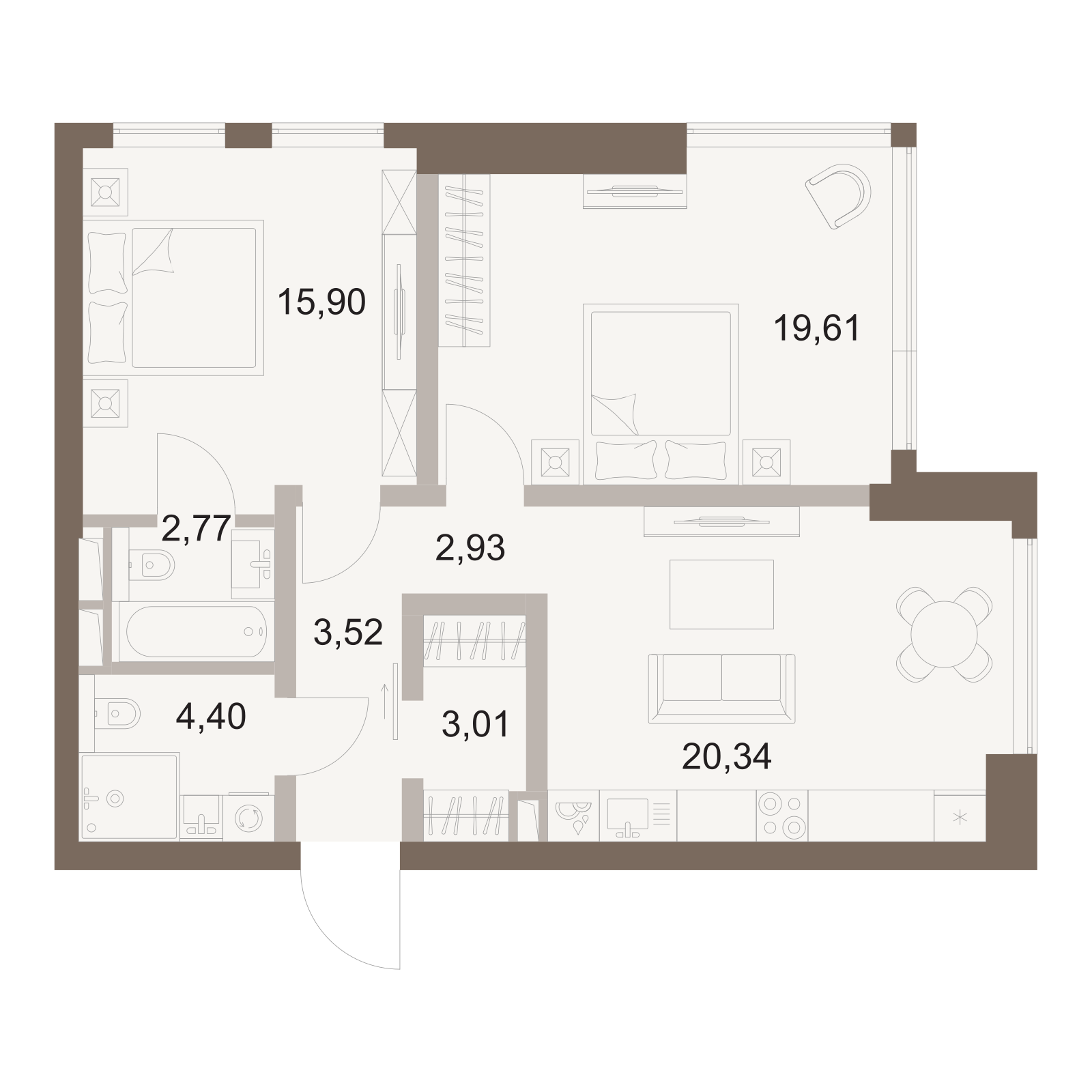 Официальная схема Файв Тауэрс, 72,48 м²
