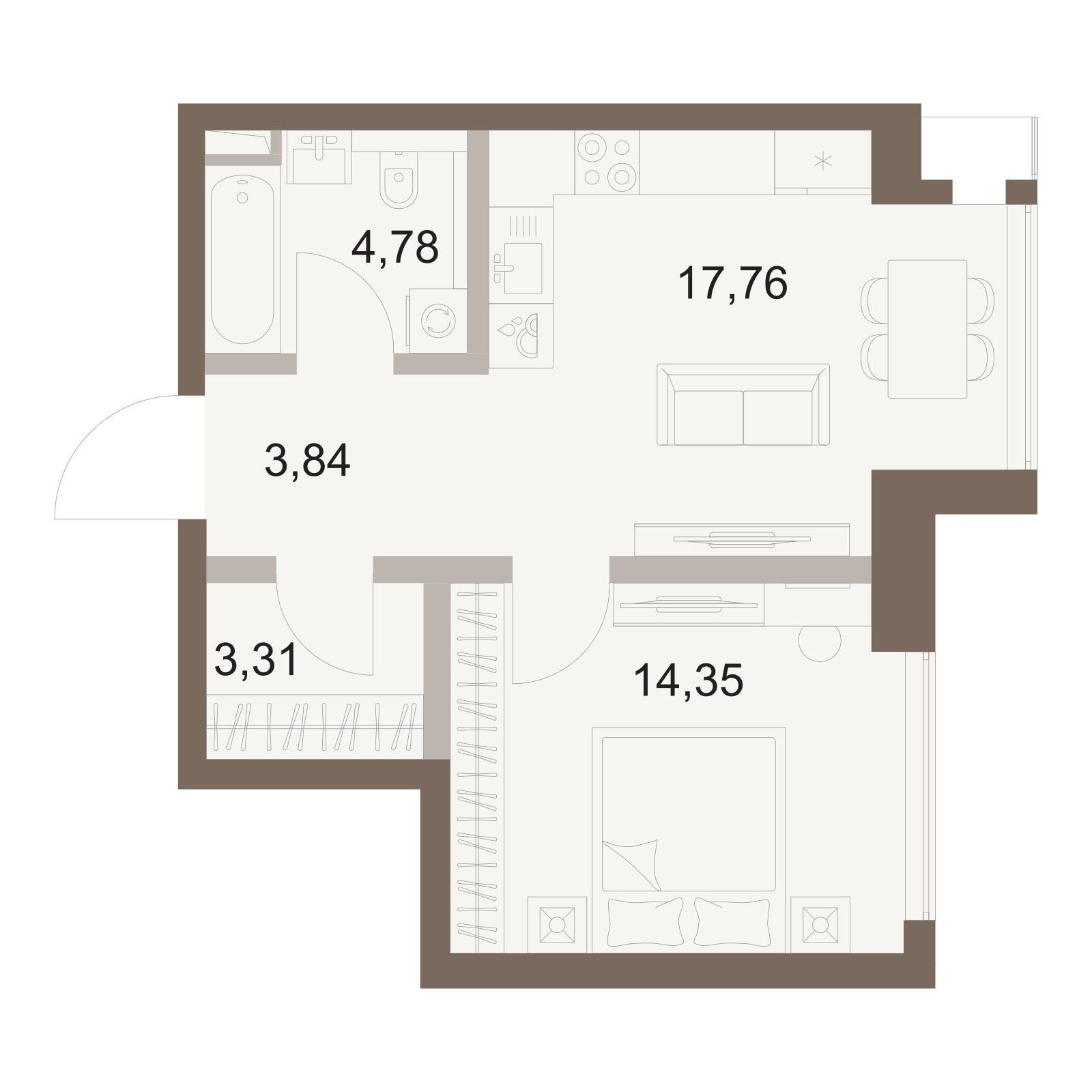 Официальная схема Файв Тауэрс, 44,04 м²