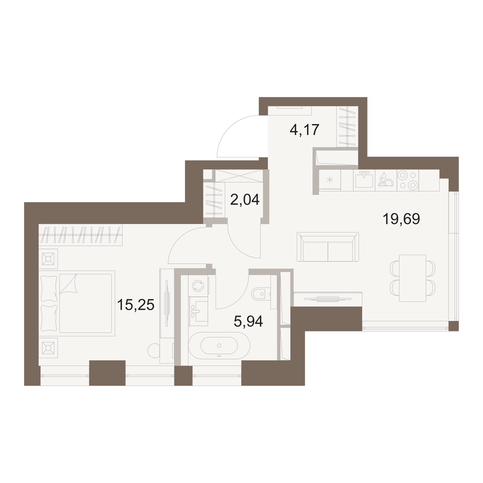 Официальная схема Файв Тауэрс, 47,09 м²