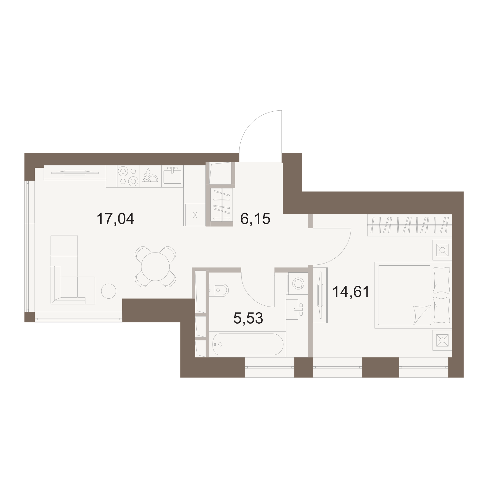 Официальная схема Файв Тауэрс, 43,33 м²