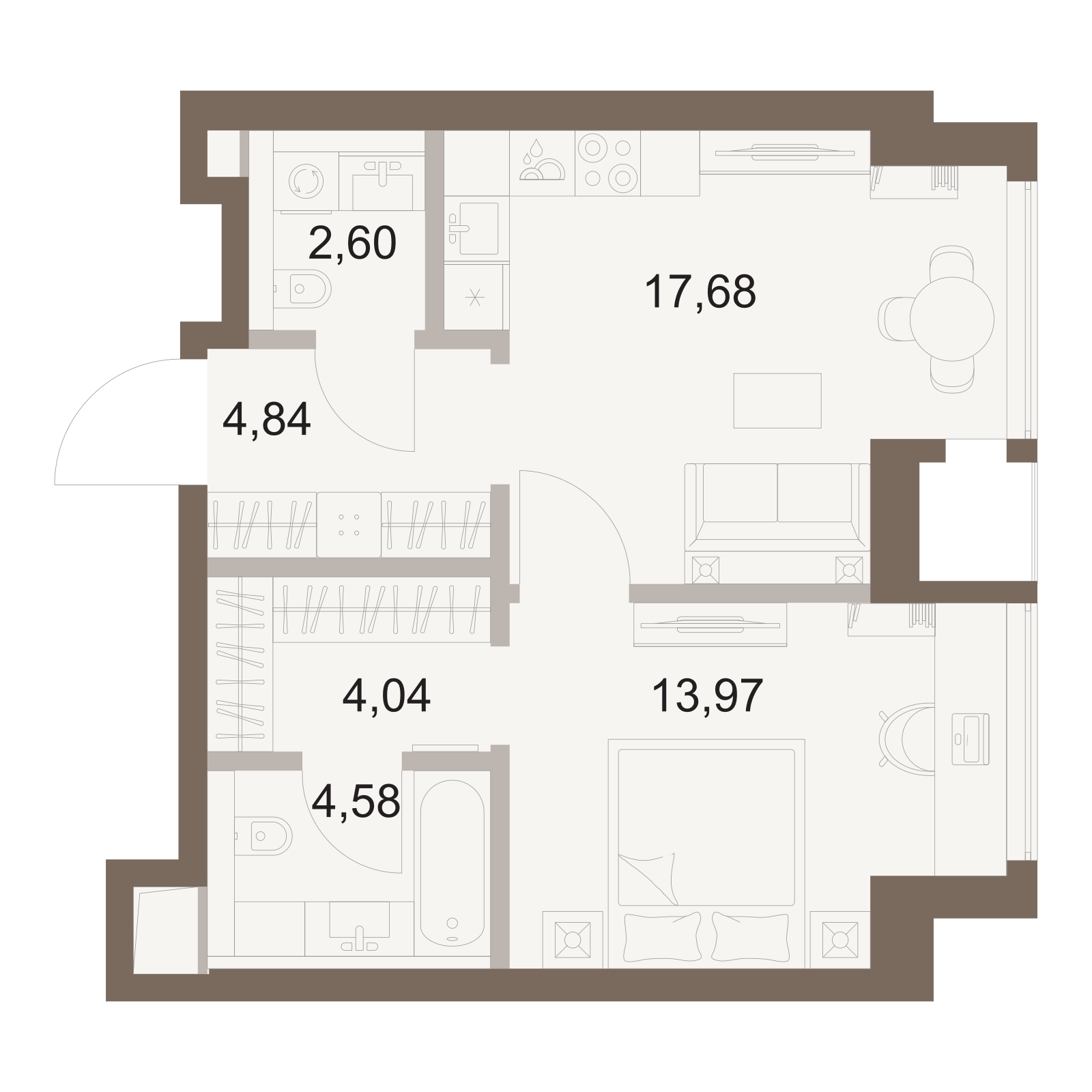 Официальная схема Файв Тауэрс, 47,71 м²