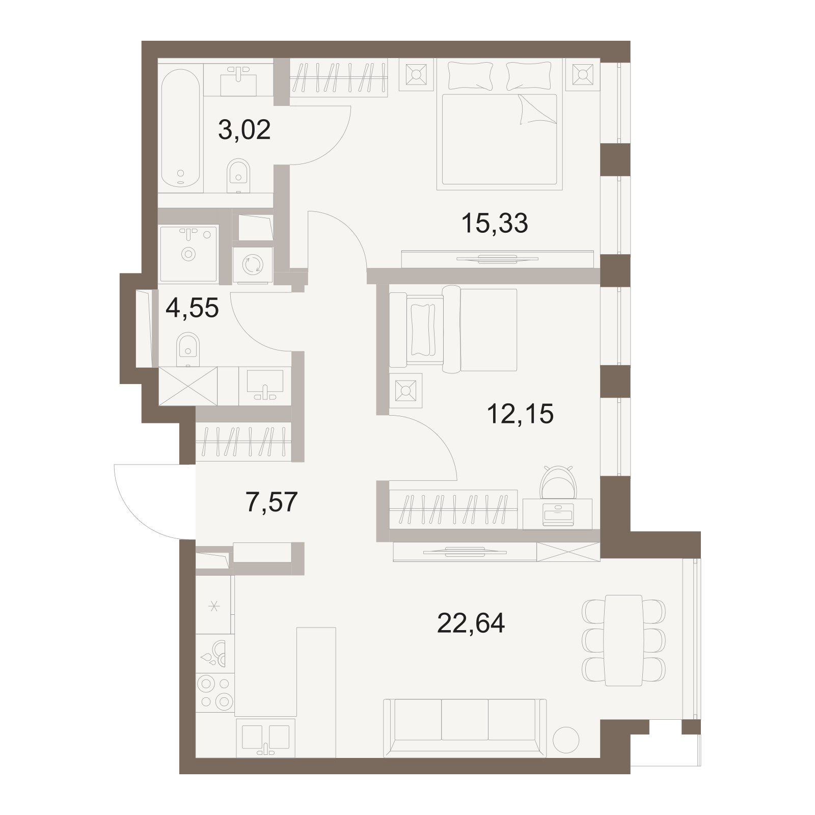 Официальная схема Файв Тауэрс, 65,26 м²