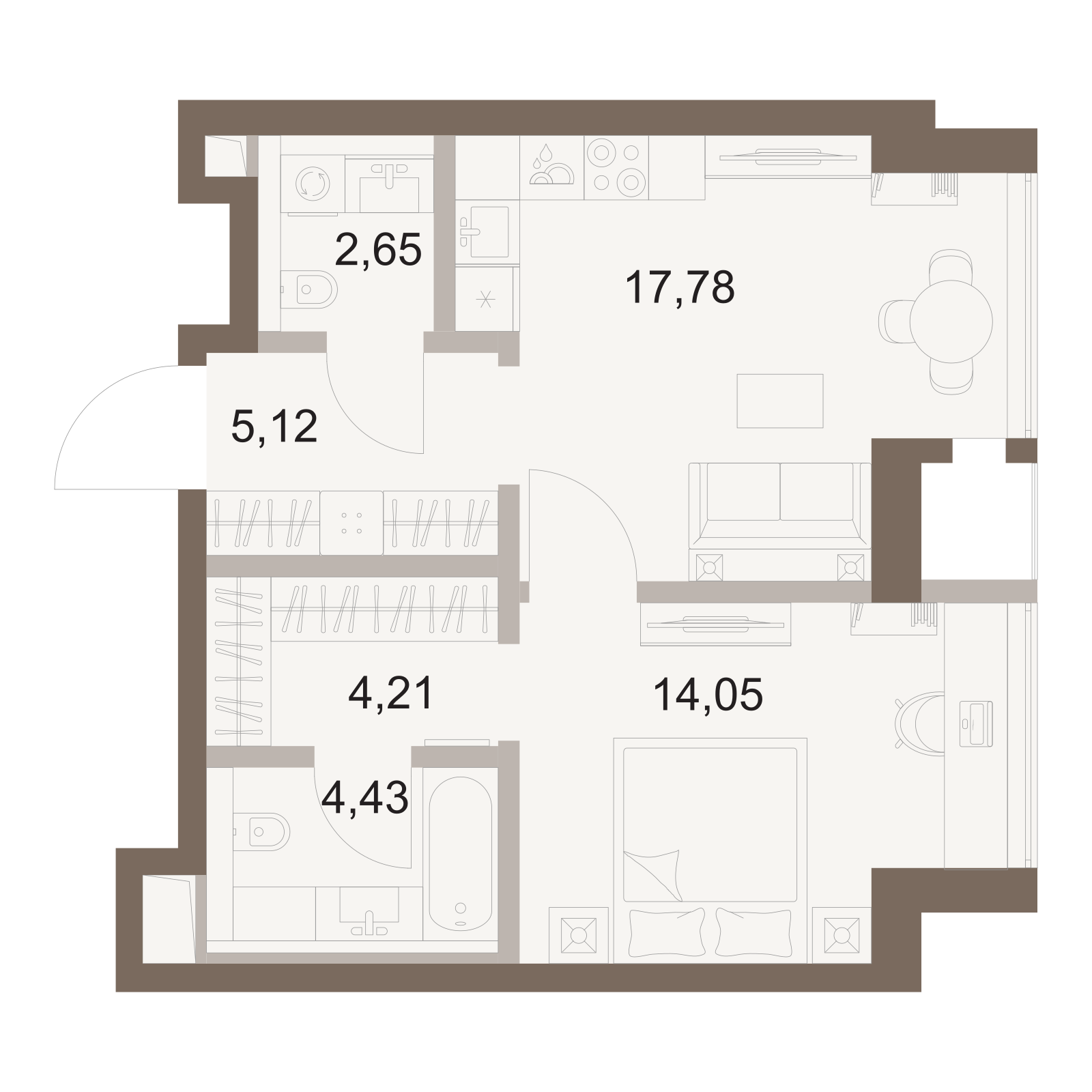 Официальная схема Файв Тауэрс, 48,24 м²