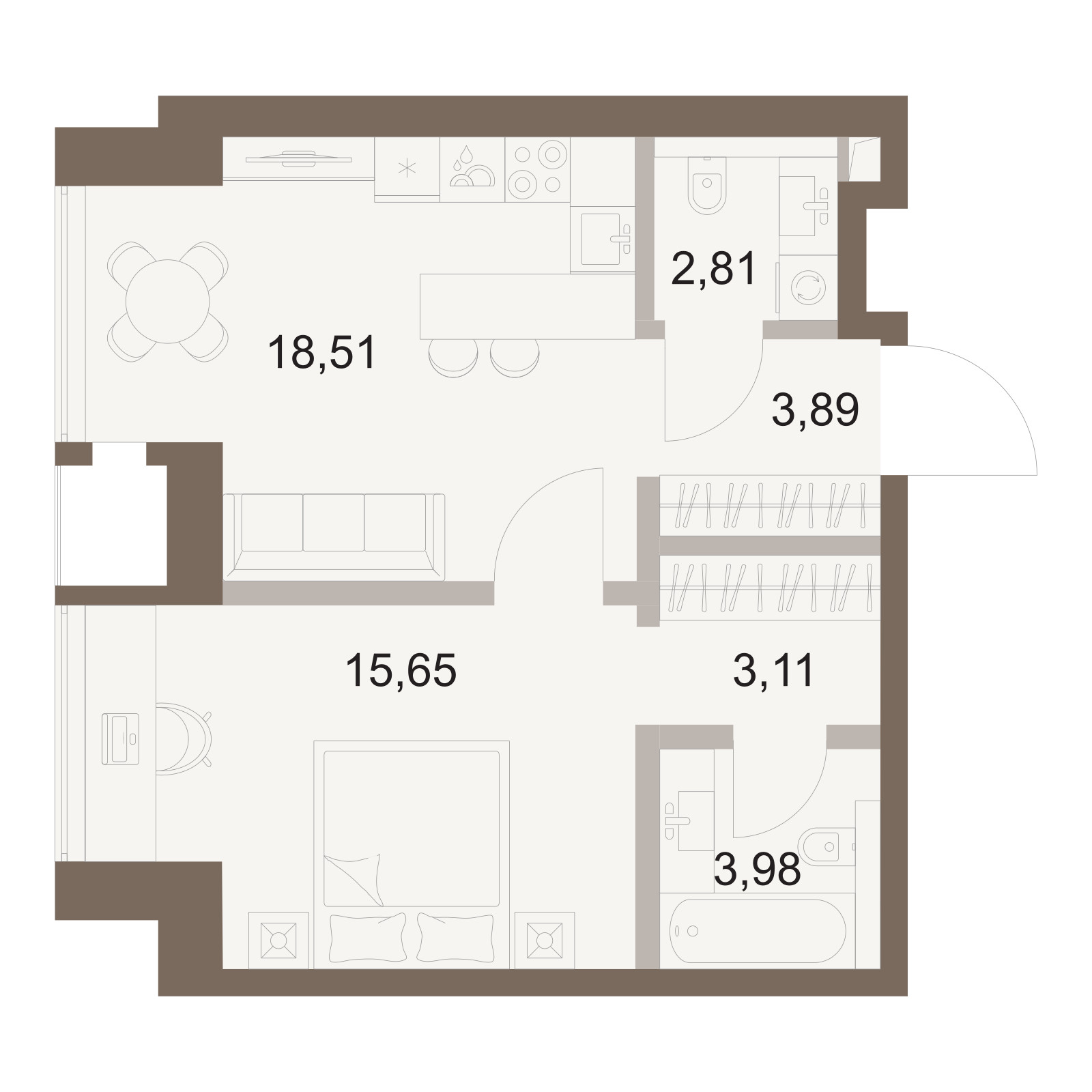 Официальная схема Файв Тауэрс, 47,95 м²