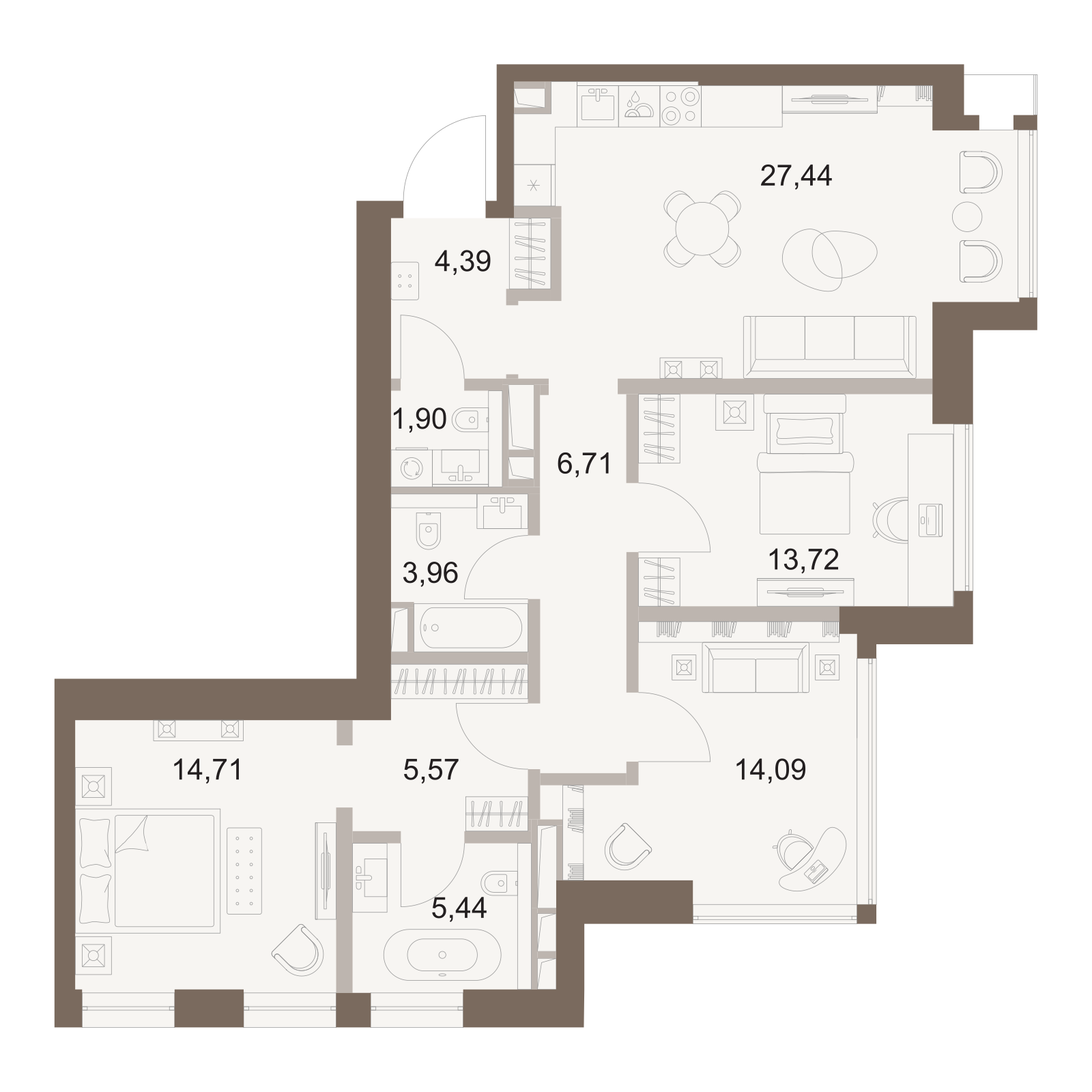 Официальная схема Файв Тауэрс, 97,93 м²