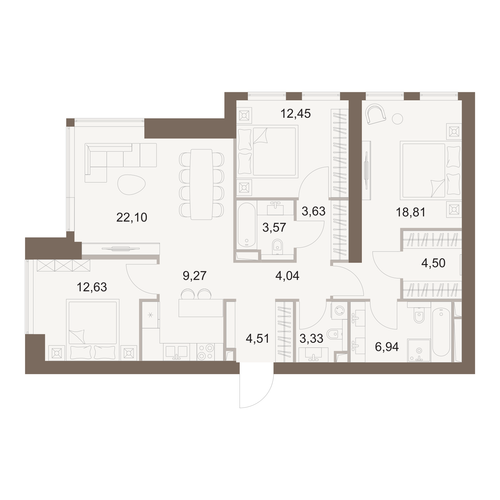 Официальная схема Файв Тауэрс, 105,78 м²