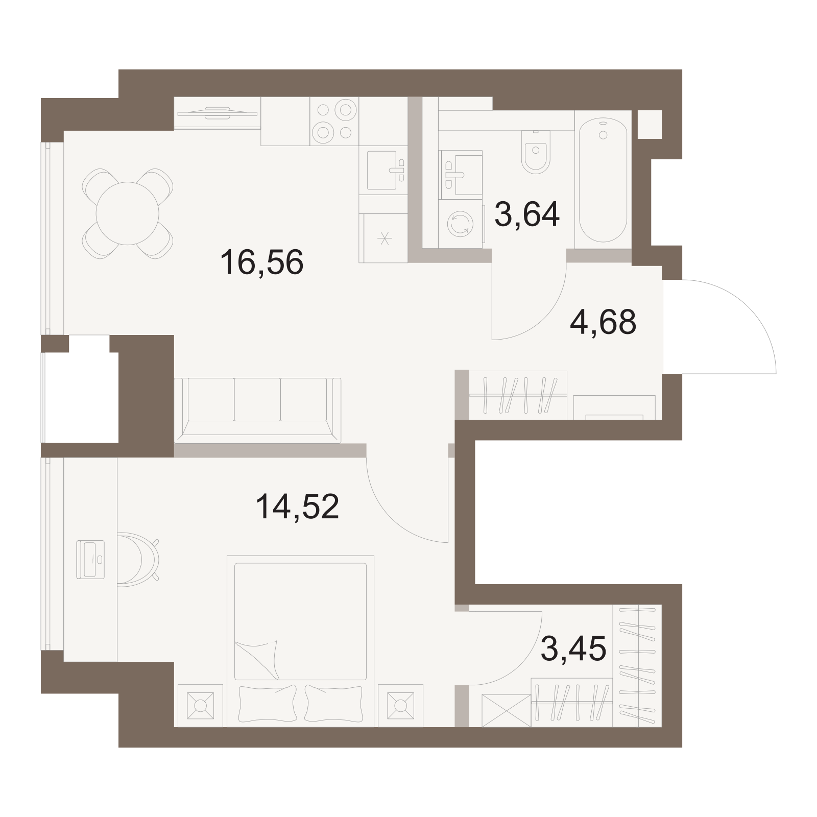 Официальная схема Файв Тауэрс, 42,85 м²