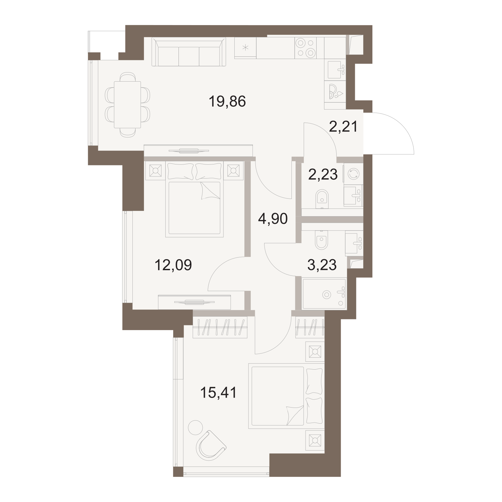 Официальная схема Файв Тауэрс, 59,93 м²