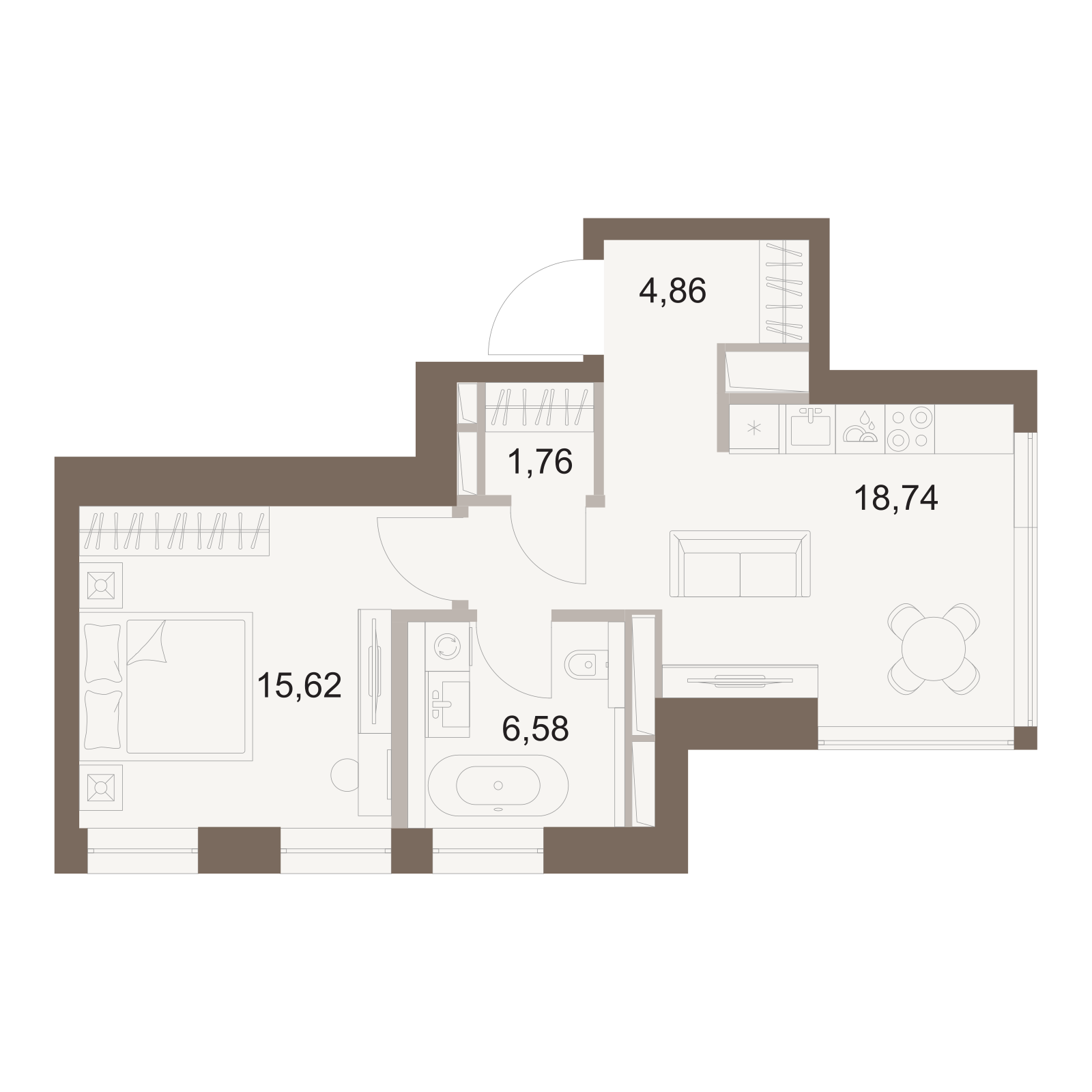 Официальная схема Файв Тауэрс, 47,56 м²