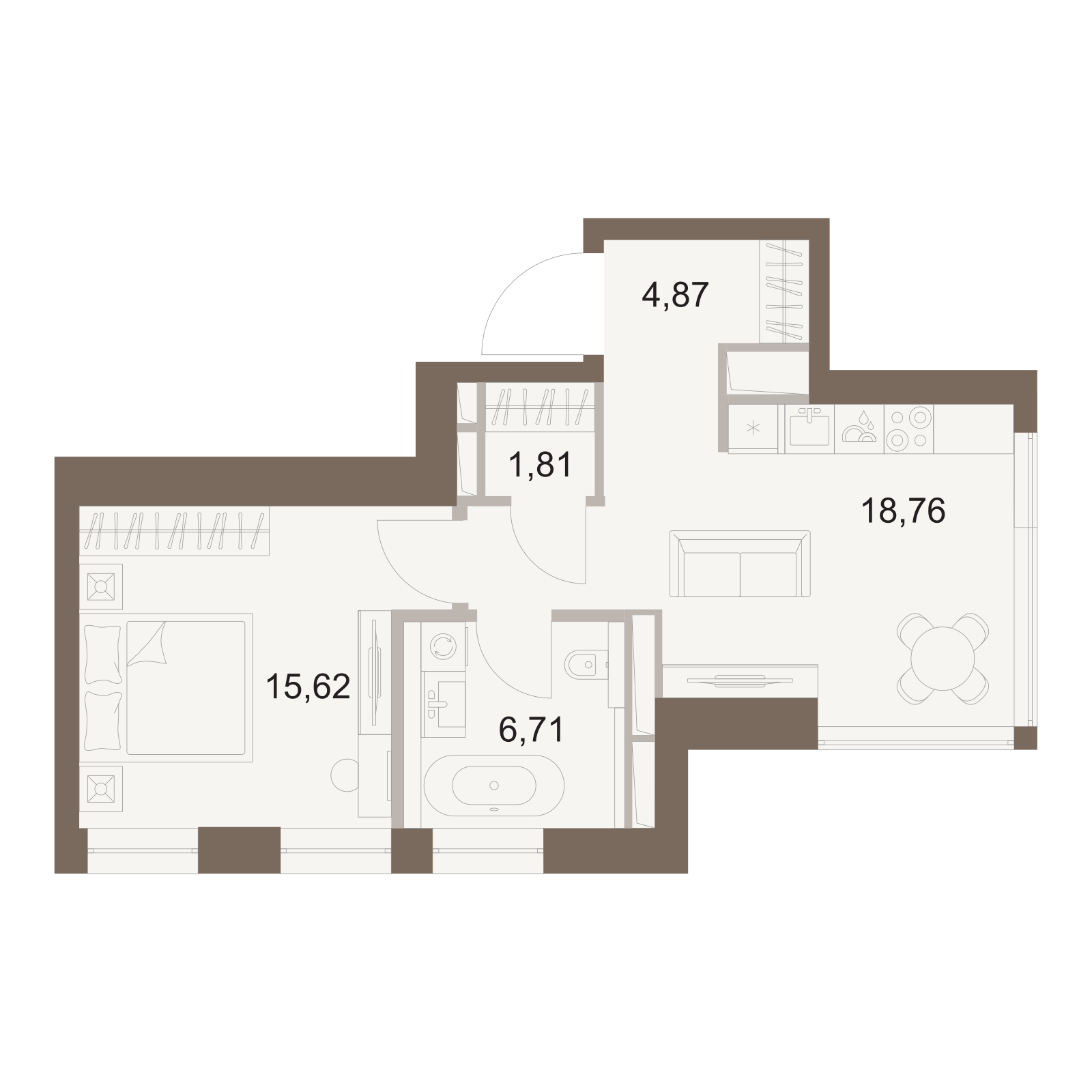 Официальная схема Файв Тауэрс, 47,77 м²