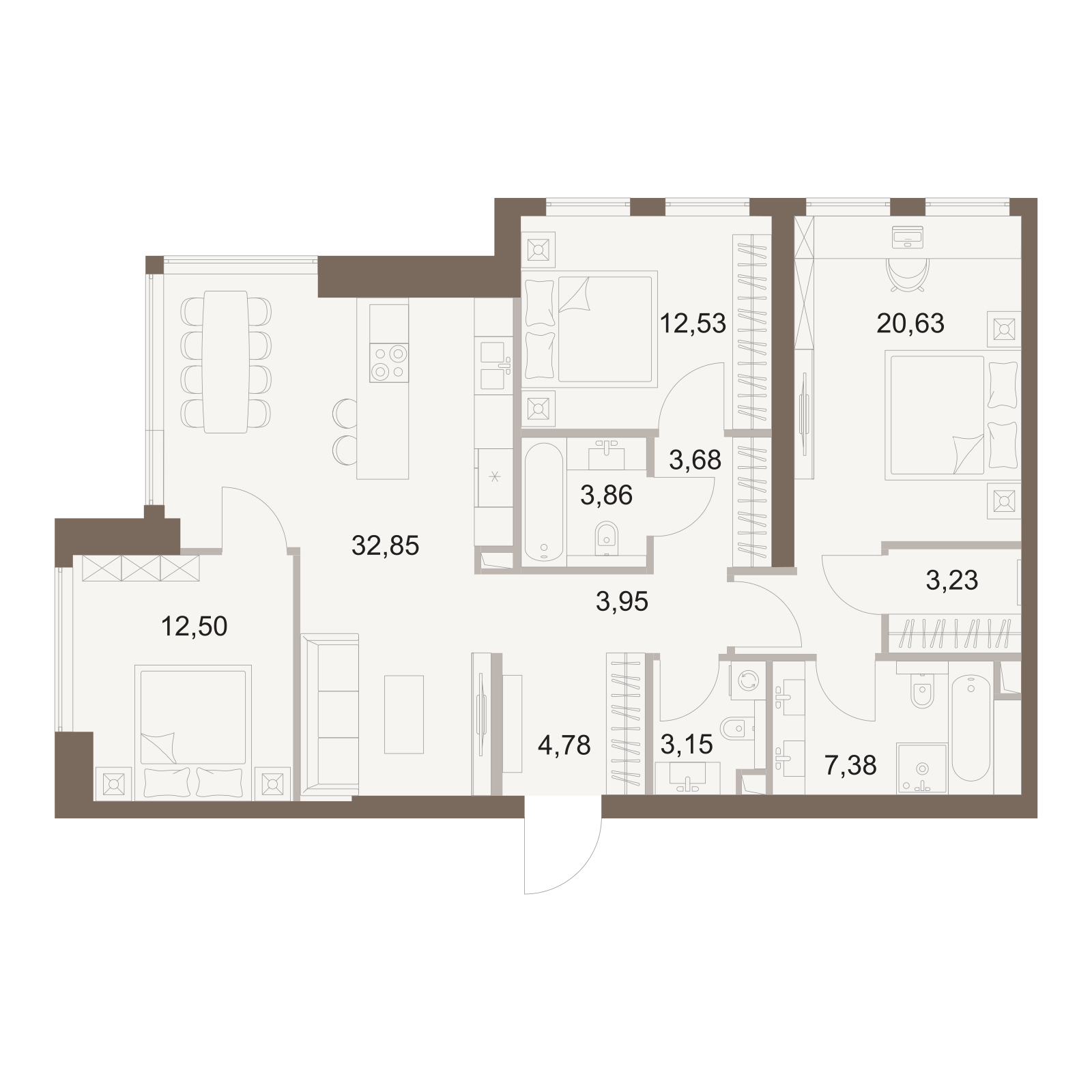 Официальная схема Файв Тауэрс, 108,54 м²