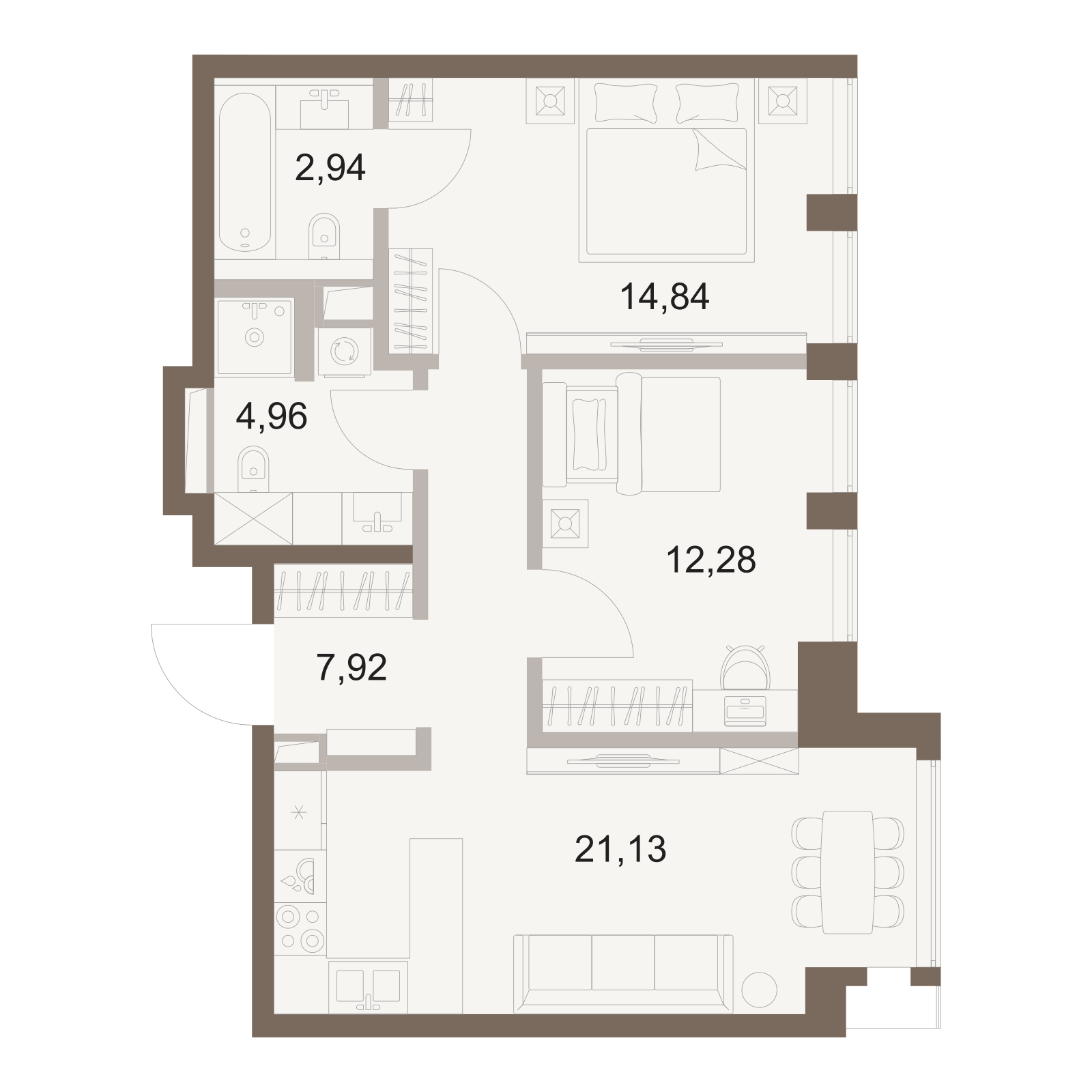 Официальная схема Файв Тауэрс, 64,07 м²