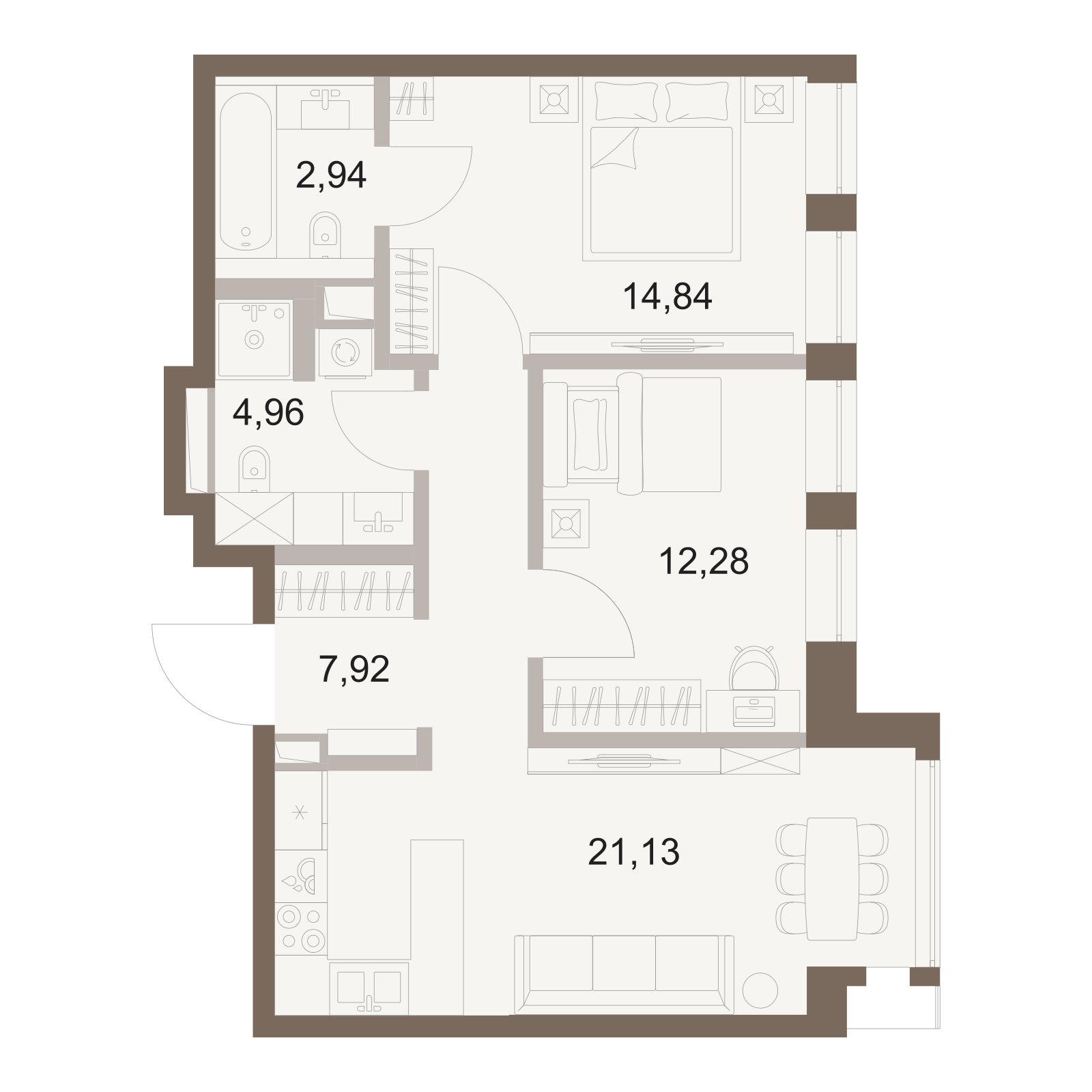 Официальная схема Файв Тауэрс, 64,07 м²