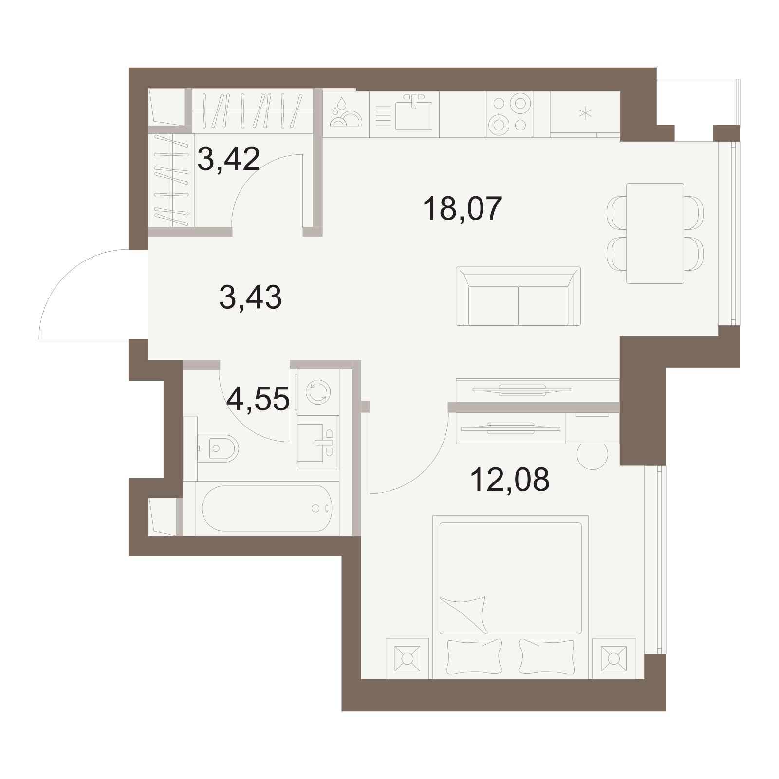 Официальная схема Файв Тауэрс, 41,55 м²