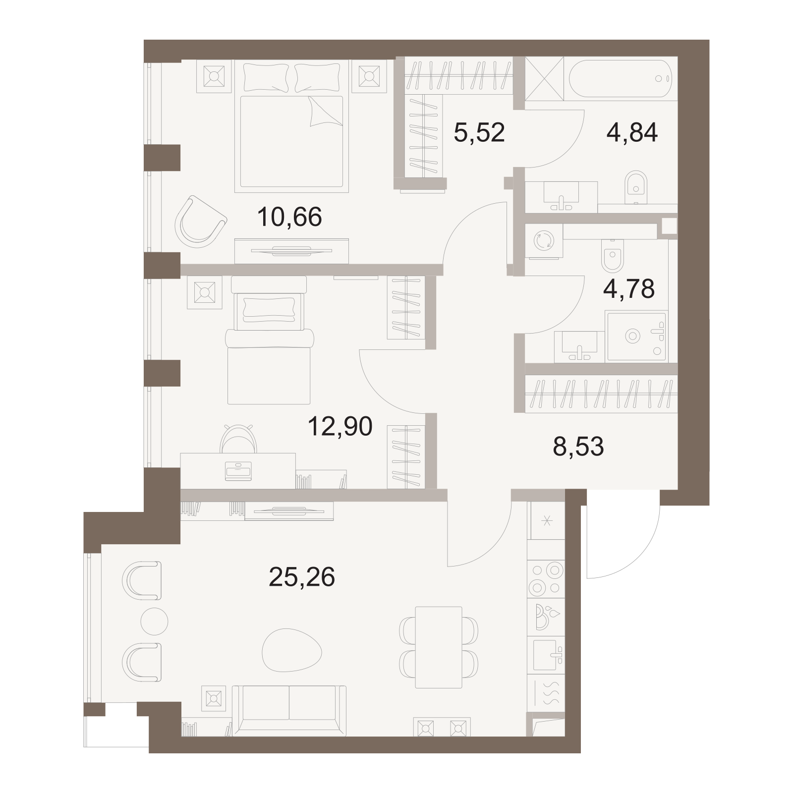 Официальная схема Файв Тауэрс, 72,49 м²