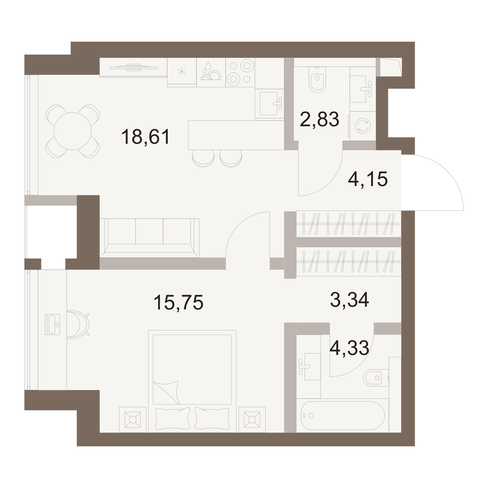 Официальная схема Файв Тауэрс, 49,01 м²