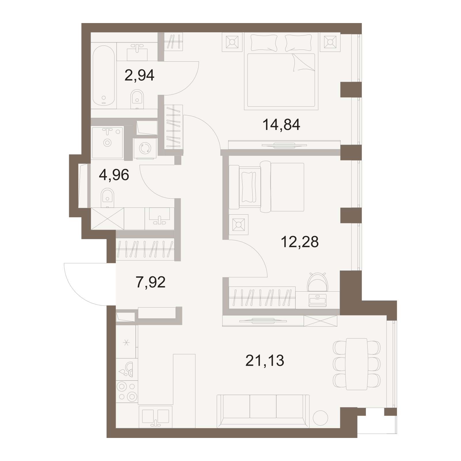 Официальная схема Файв Тауэрс, 64,07 м²
