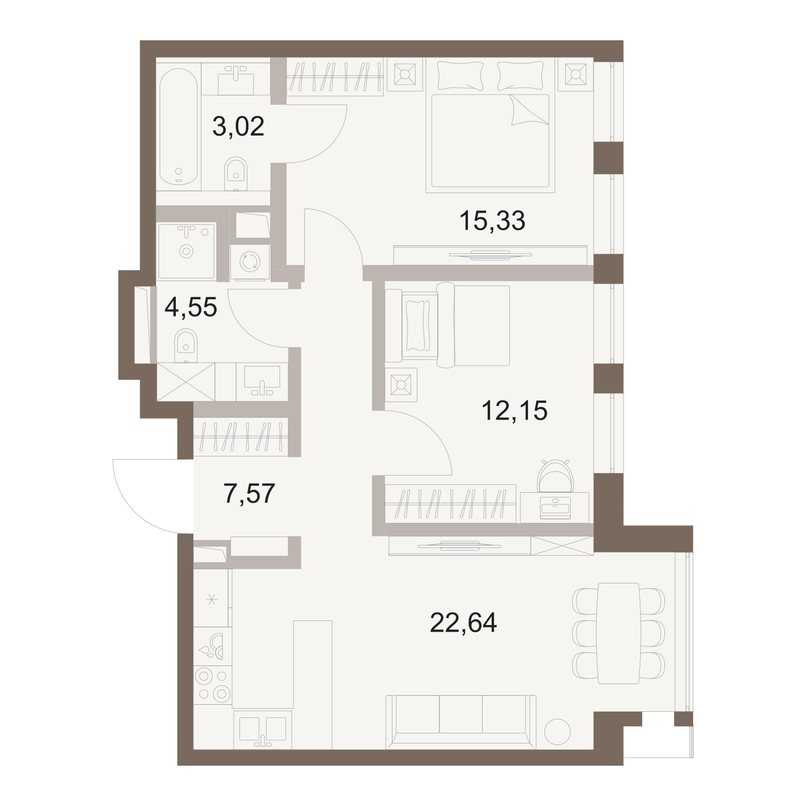 Официальная схема Файв Тауэрс, 65,26 м²