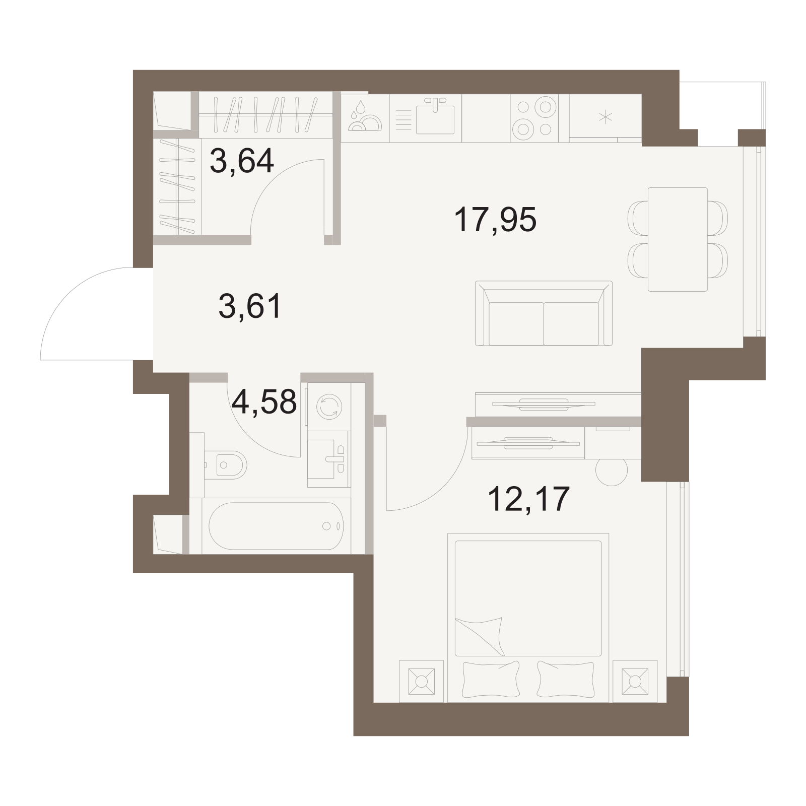 Официальная схема Файв Тауэрс, 41,72 м²