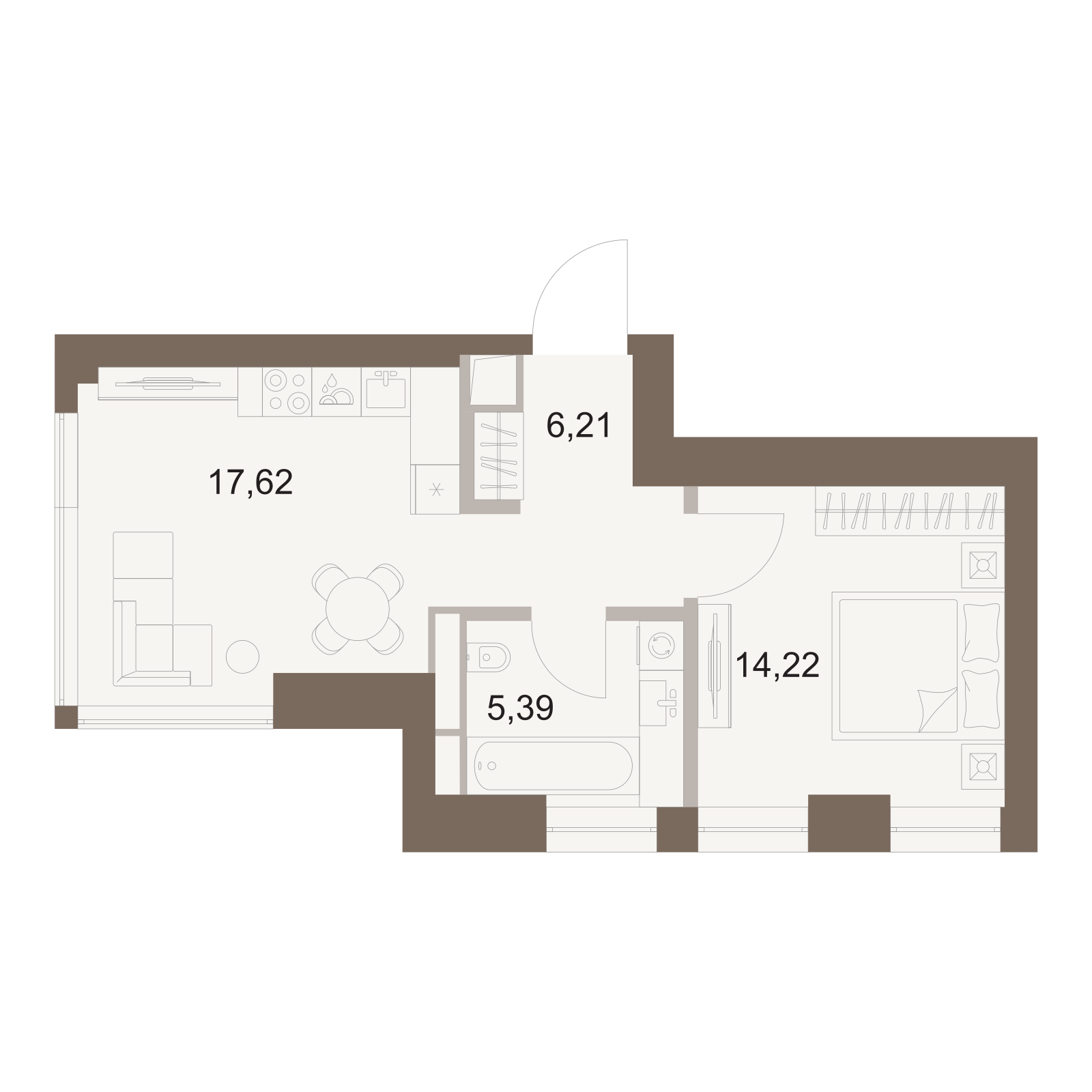 Официальная схема Файв Тауэрс, 43,44 м²