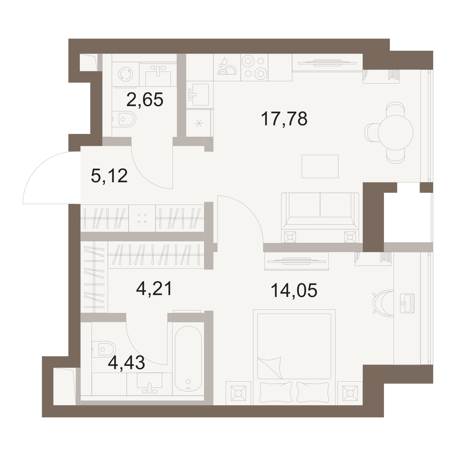 Официальная схема Файв Тауэрс, 48,24 м²