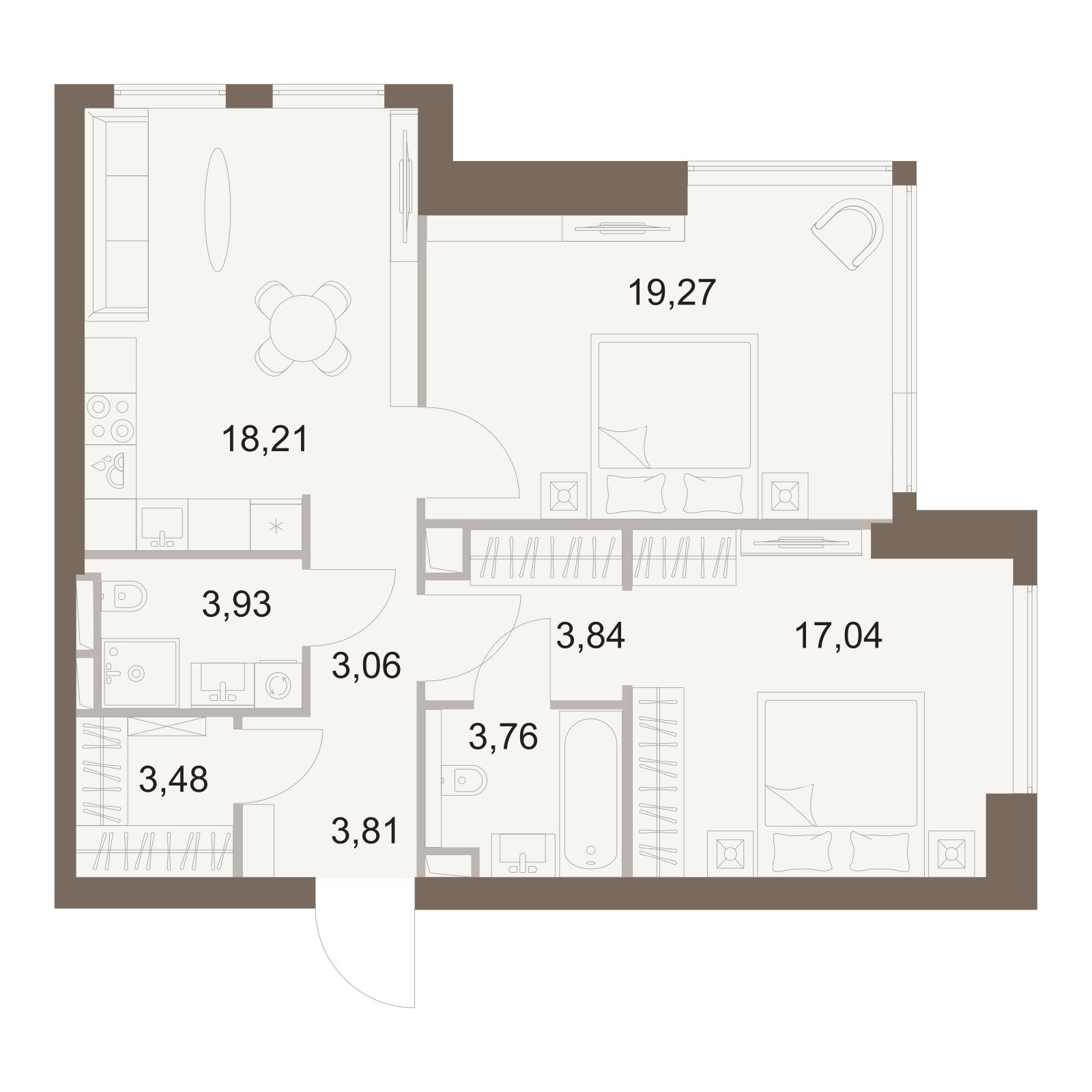 Официальная схема Файв Тауэрс, 76,4 м²