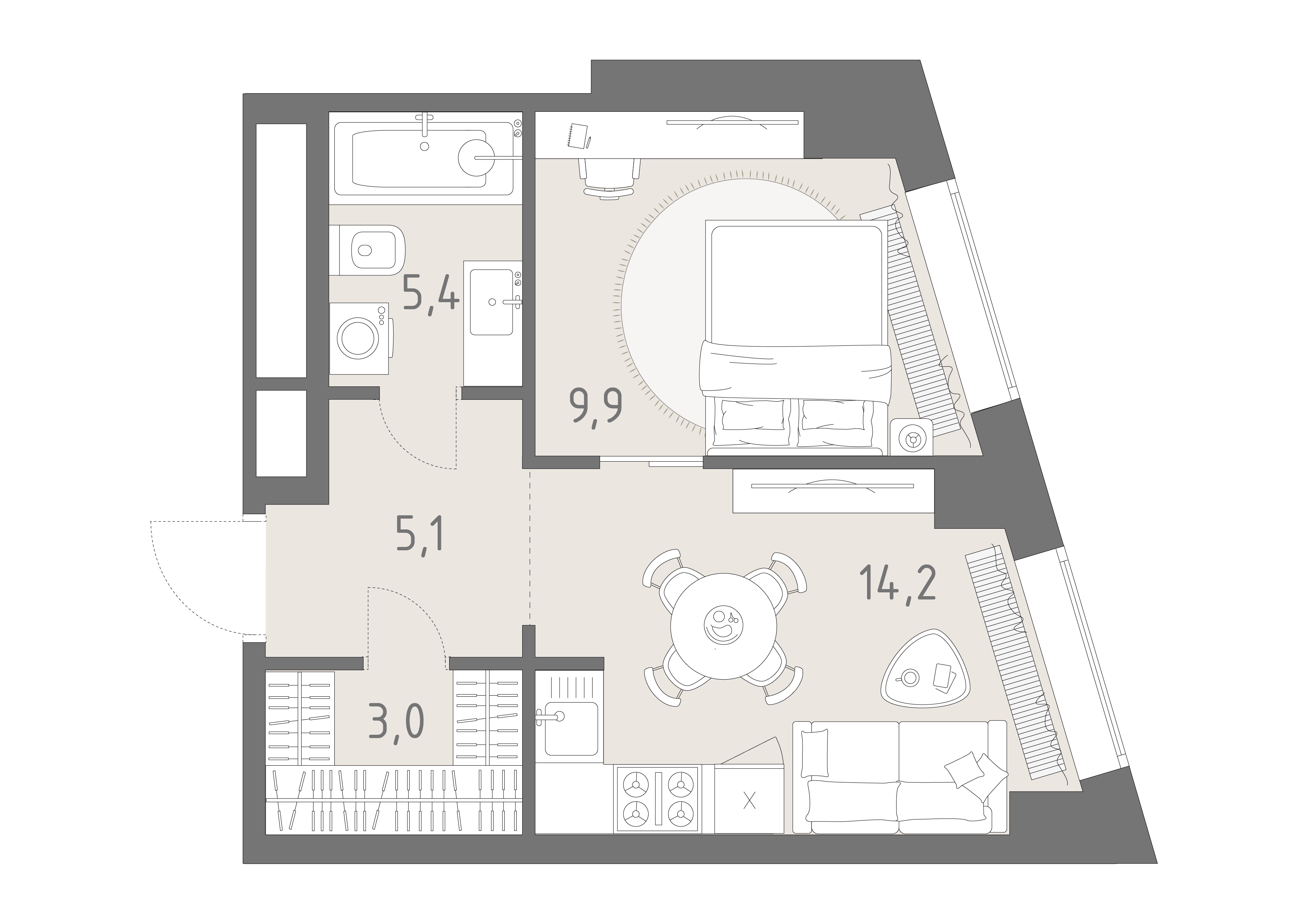 Планировка: студия, 37,6 м²