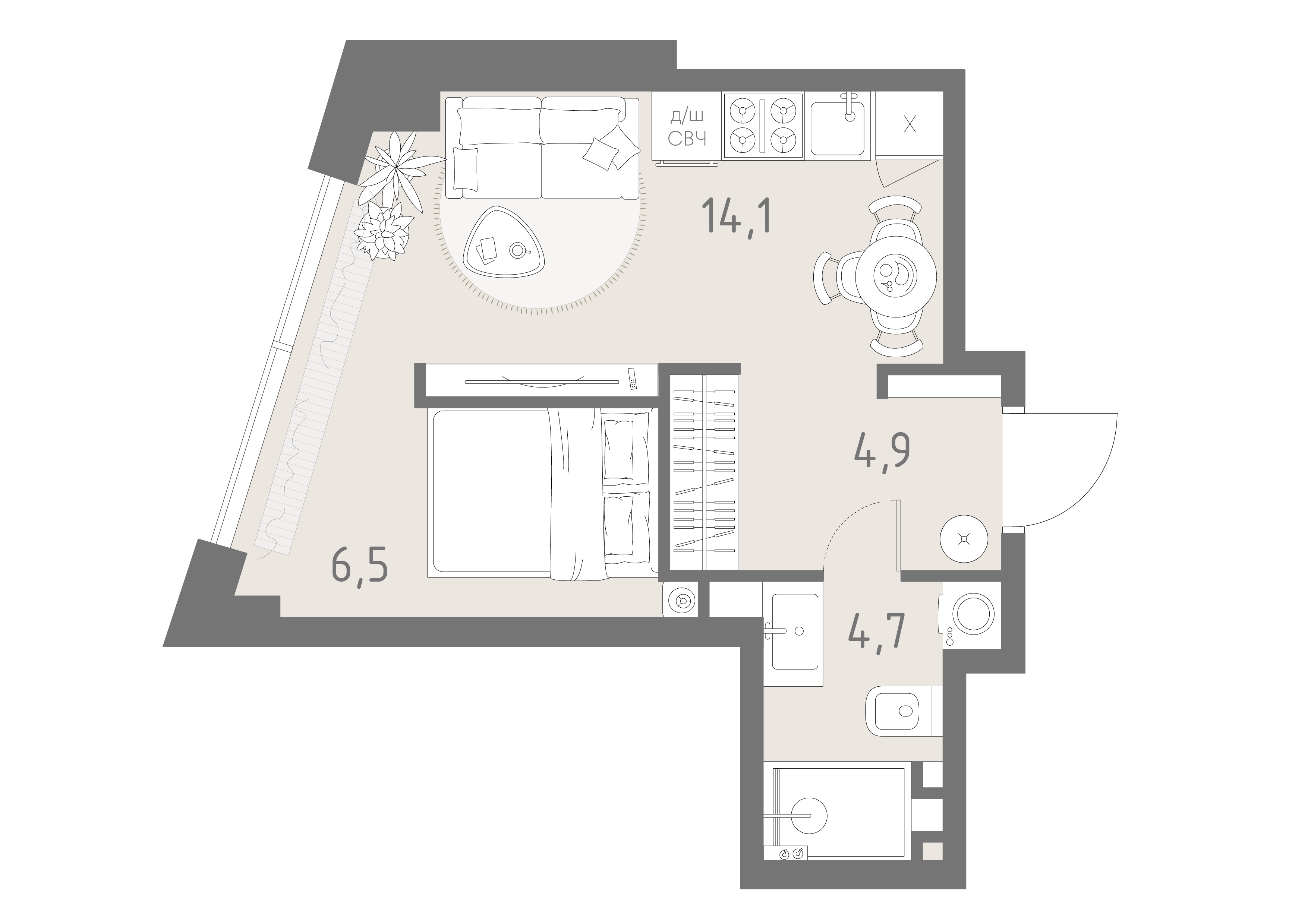 Планировка: студия, 30,2 м²