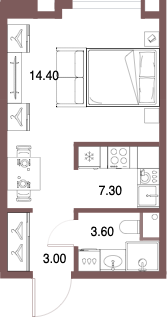 Планировка: Студия, 28,3 м²