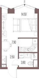 Планировка: Студия, 28,7 м²