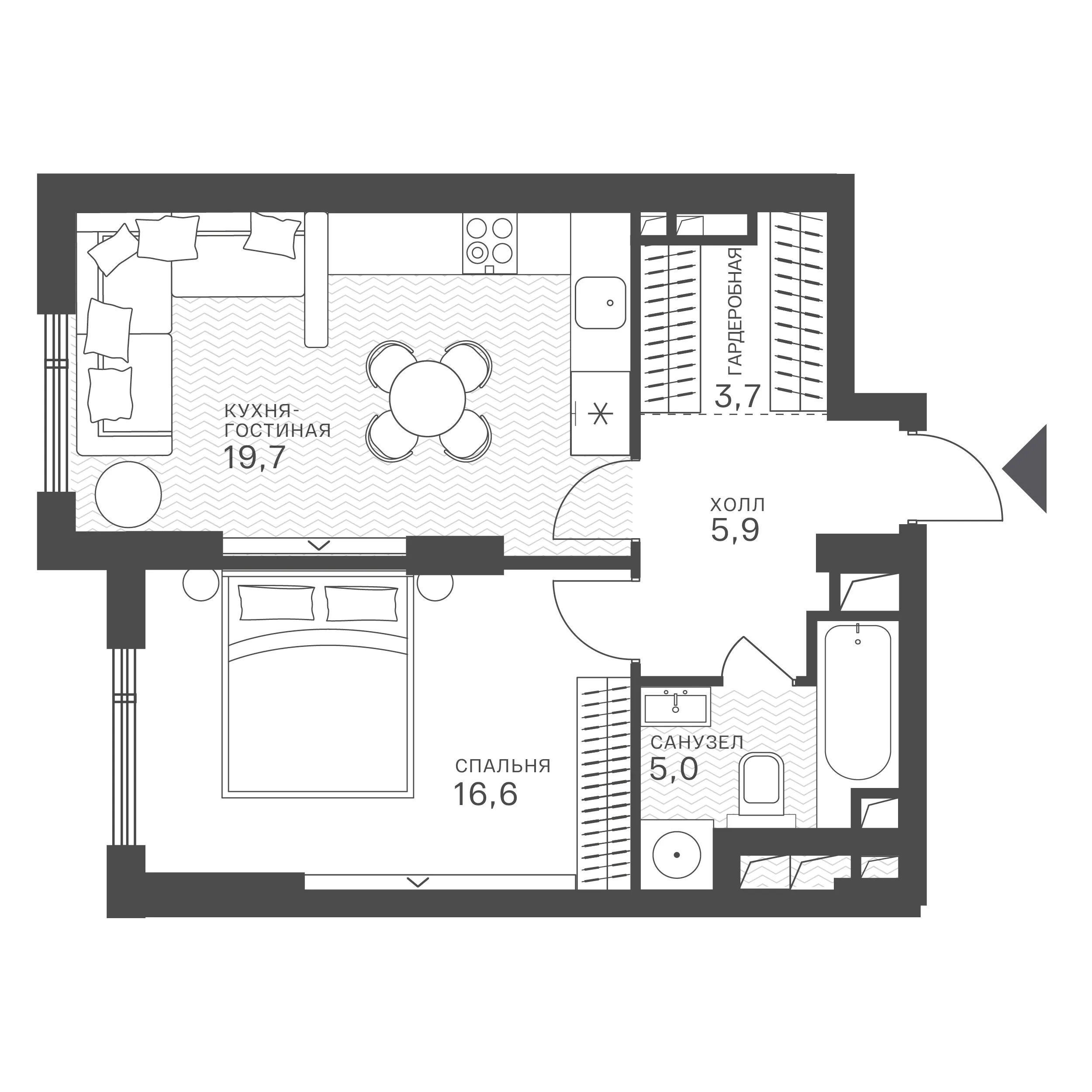 Официальная схема Крылатская 33, 50,9 м²