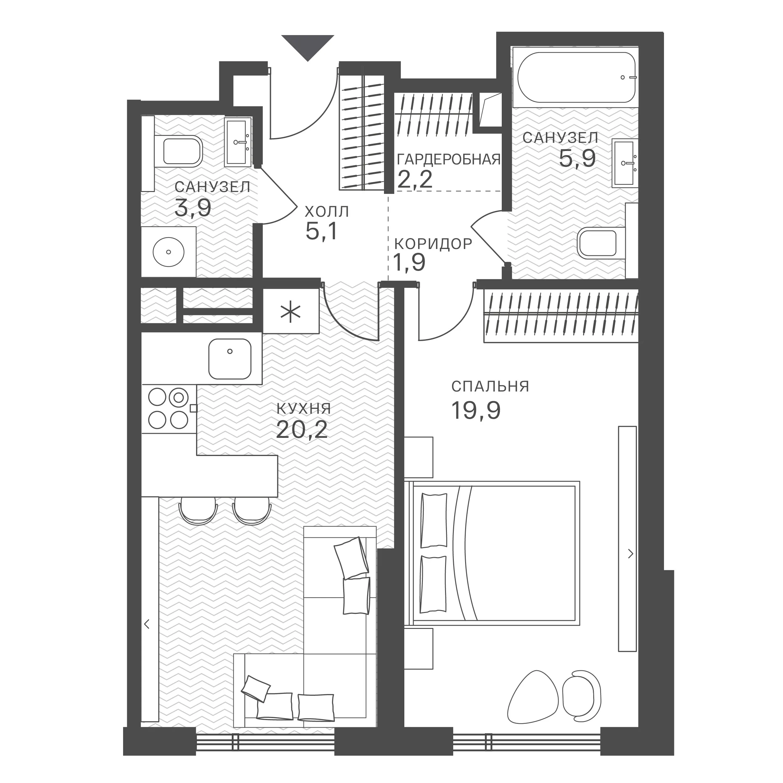 Официальная схема Крылатская 33, 59,1 м²