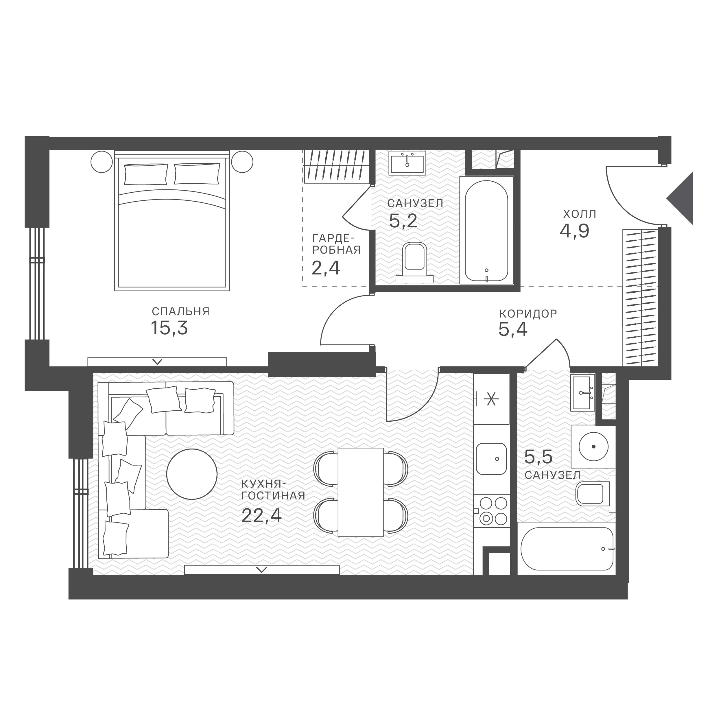 Официальная схема Крылатская 33, 61,1 м²