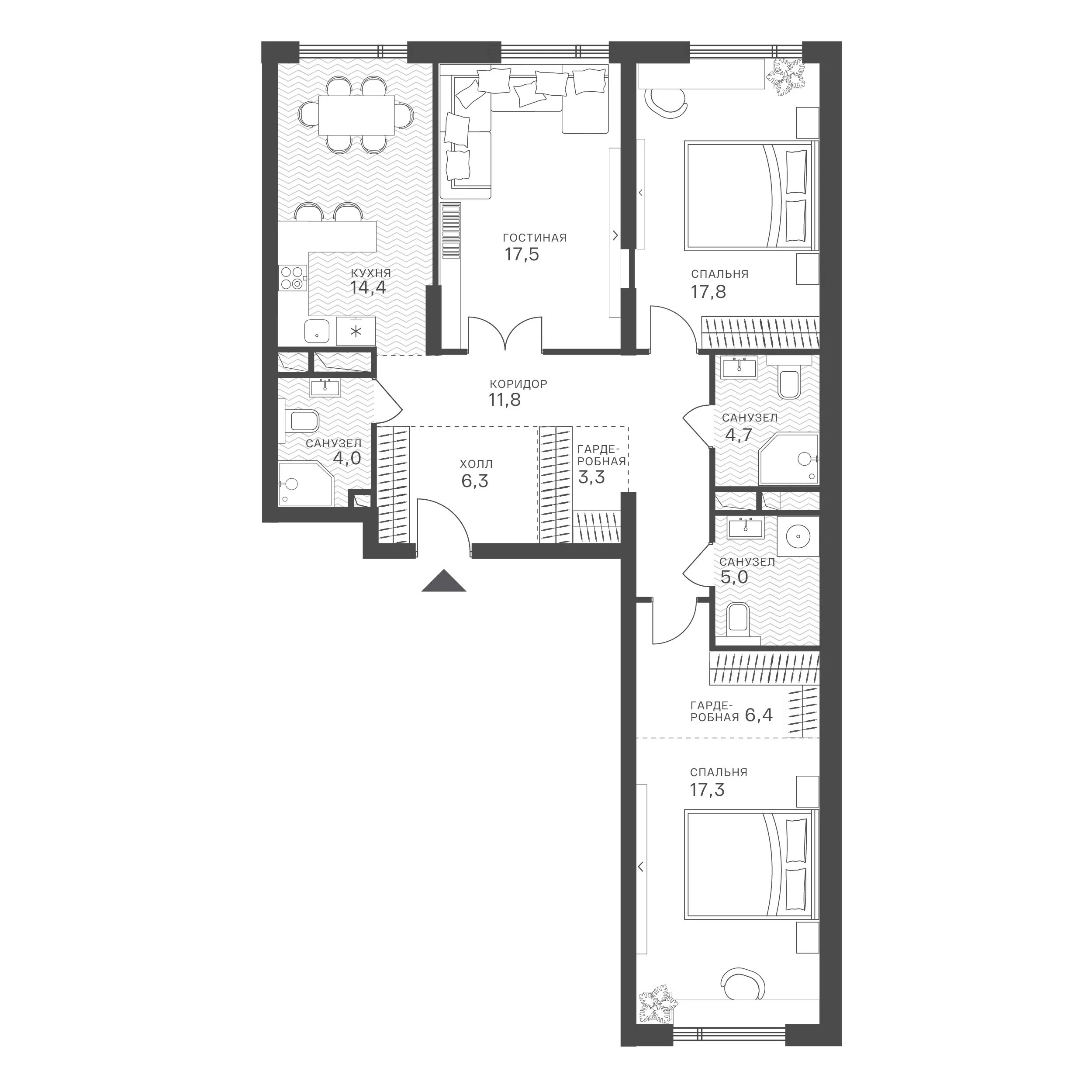 Официальная схема Крылатская 33, 108,5 м²