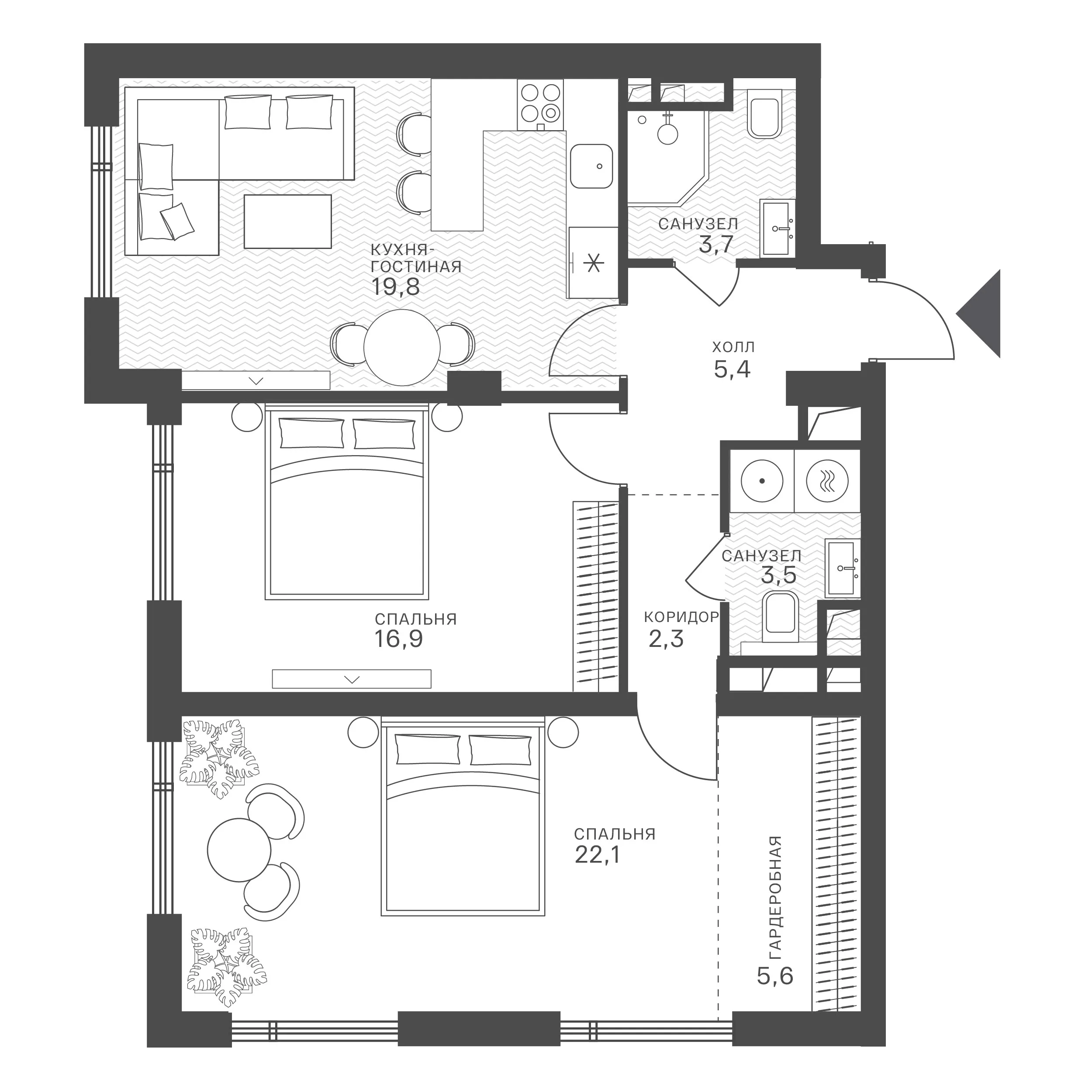 Официальная схема Крылатская 33, 79,3 м²