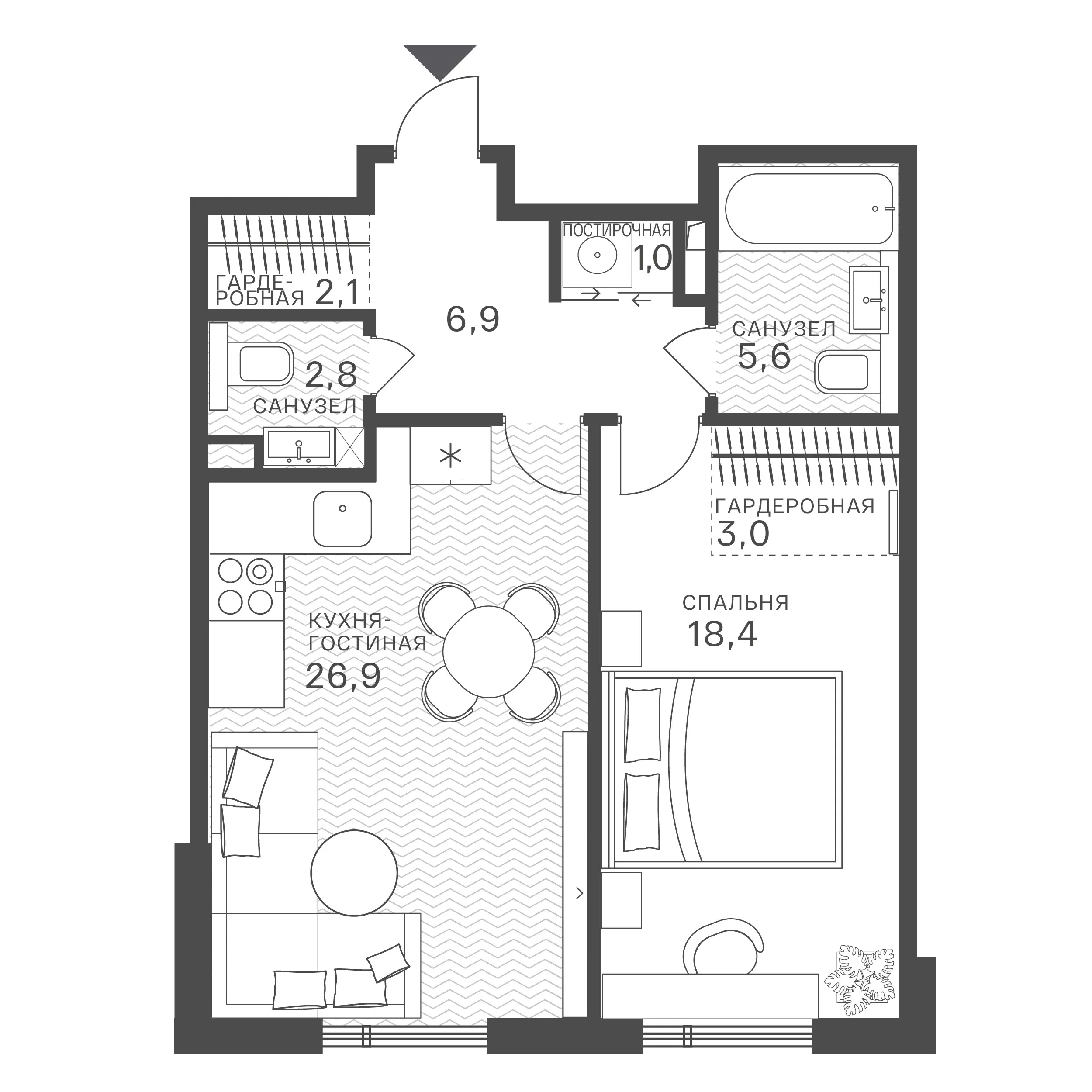 Официальная схема Крылатская 33, 66,8 м²