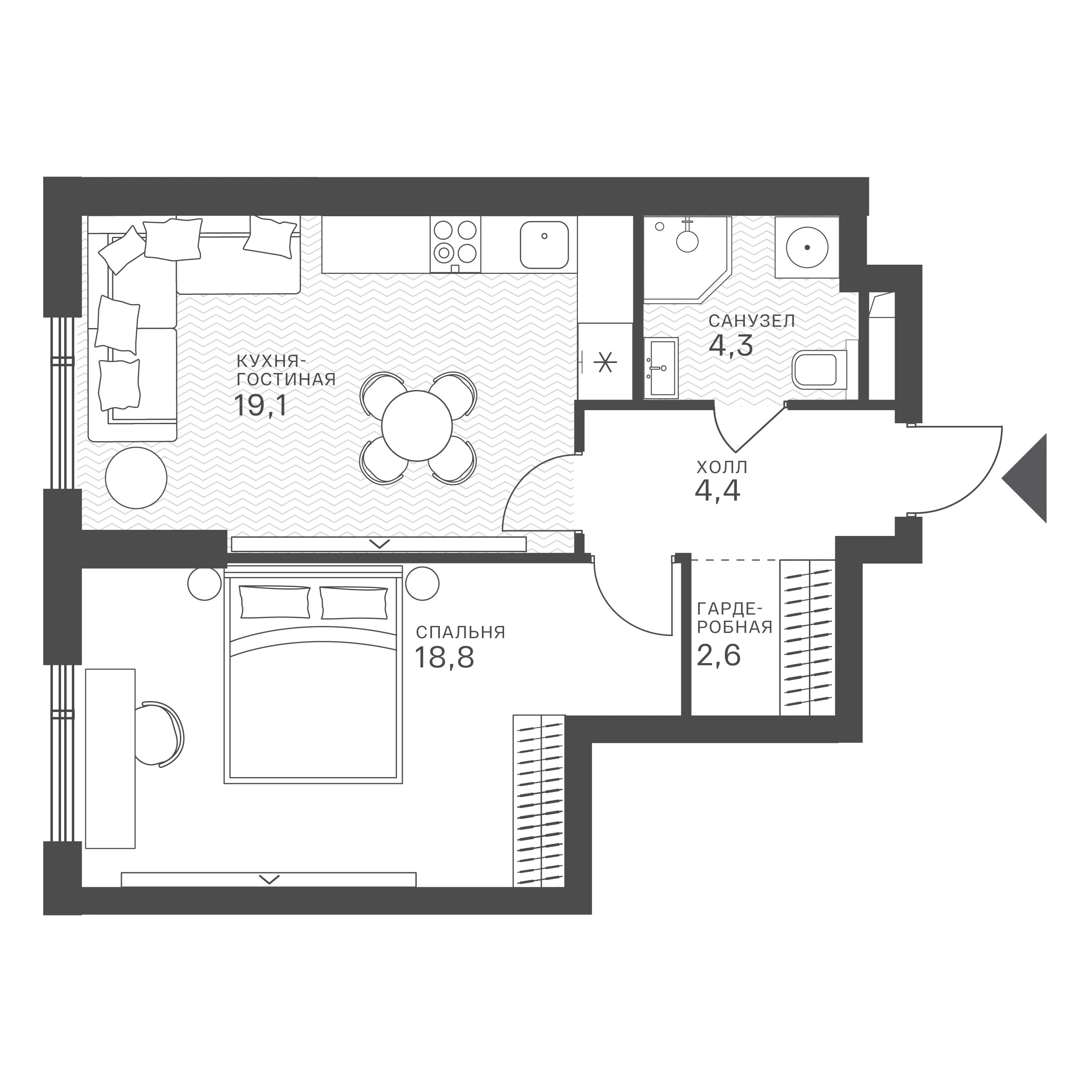 Официальная схема Крылатская 33, 49,2 м²