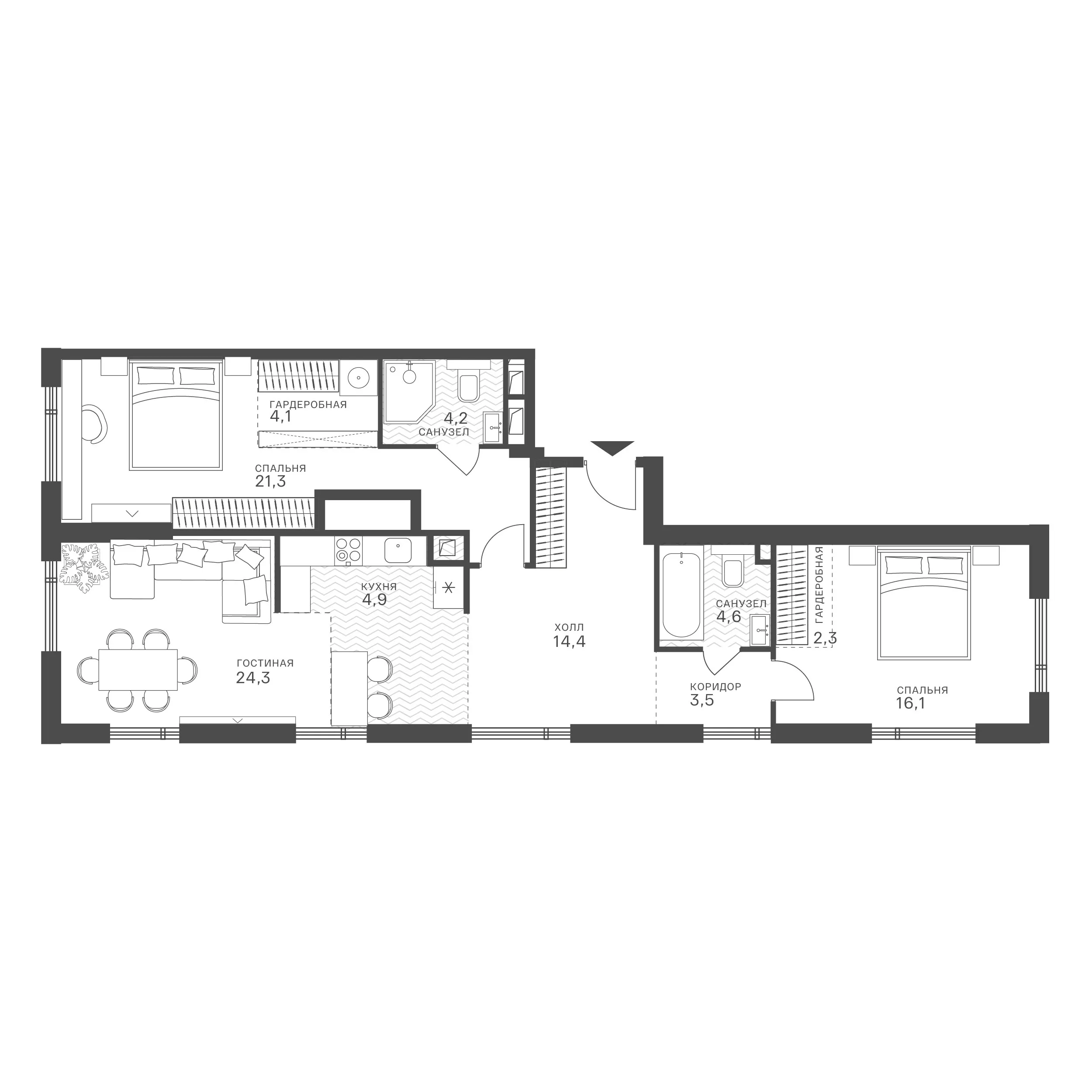 Официальная схема Крылатская 33, 99,7 м²