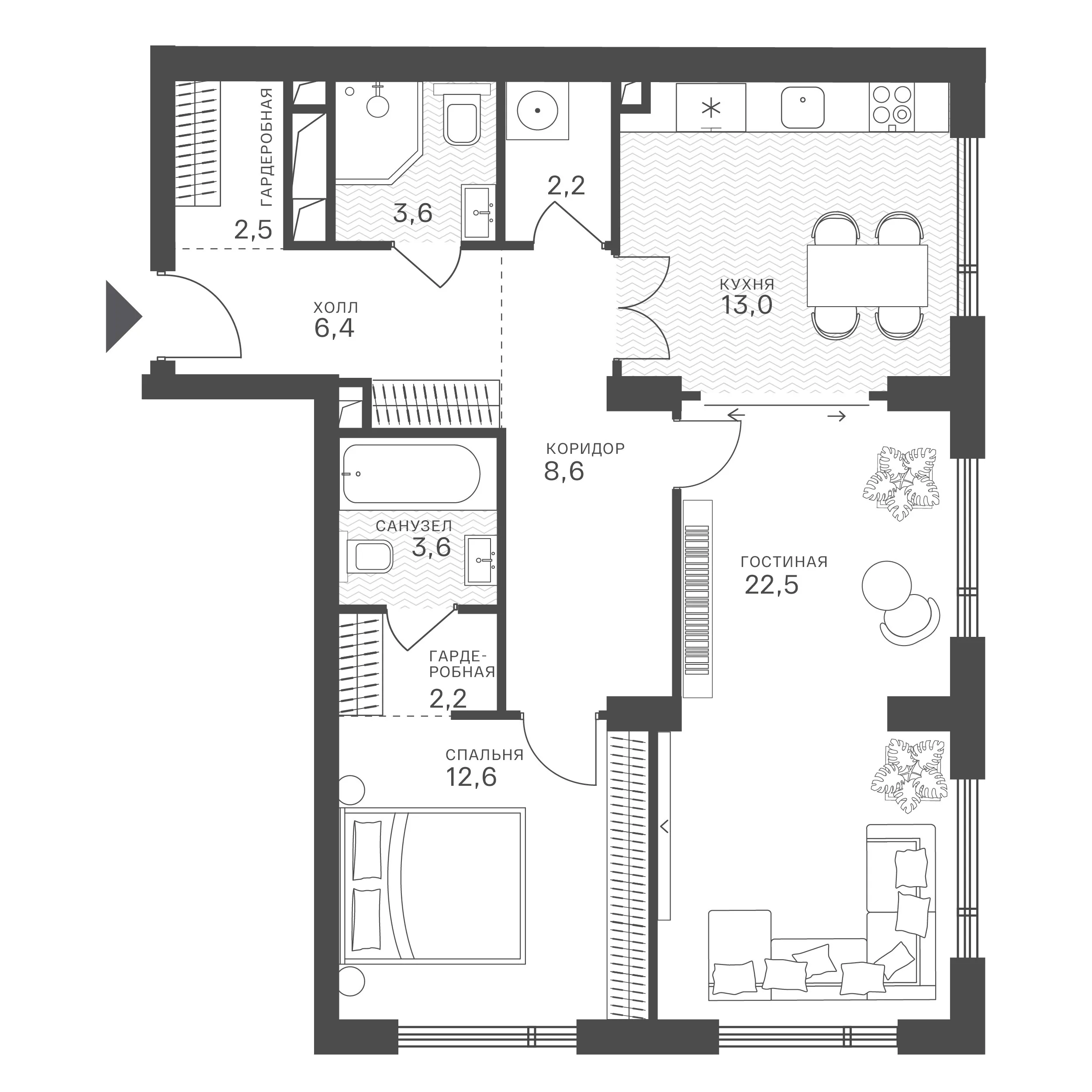 Официальная схема Крылатская 33, 77,2 м²