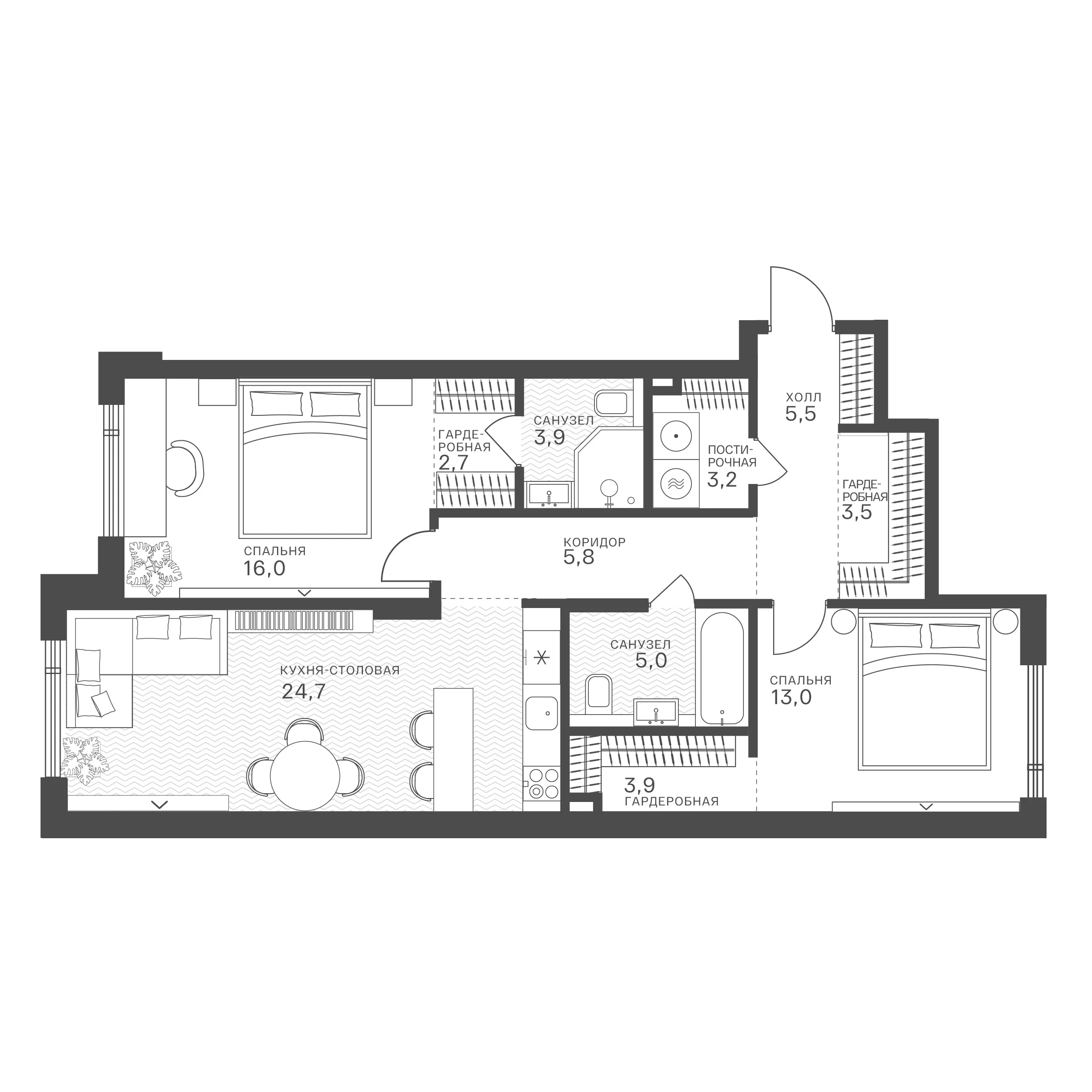 Официальная схема Крылатская 33, 87,2 м²