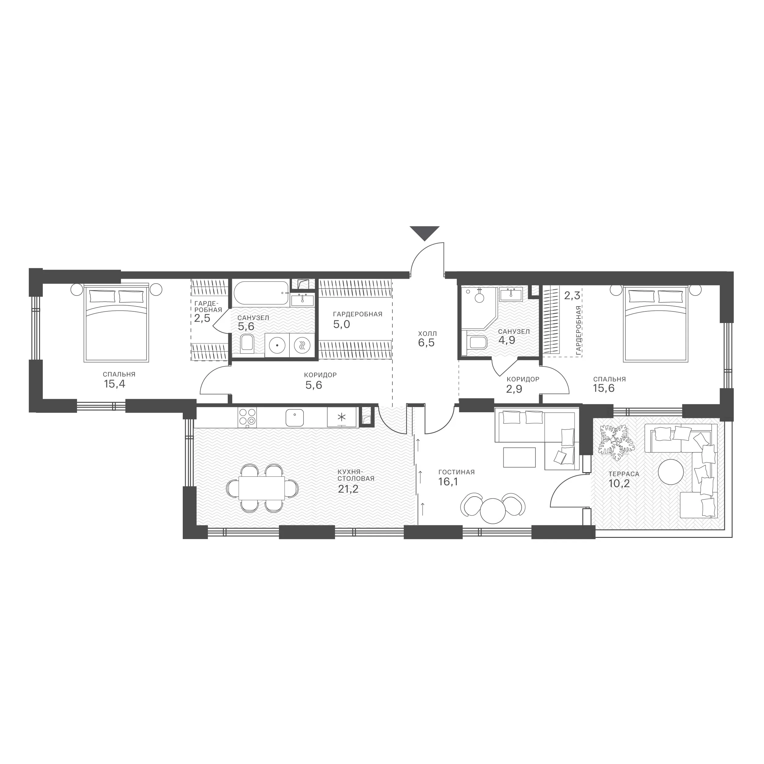 Официальная планировка Крылатская 33, 99,77 м²