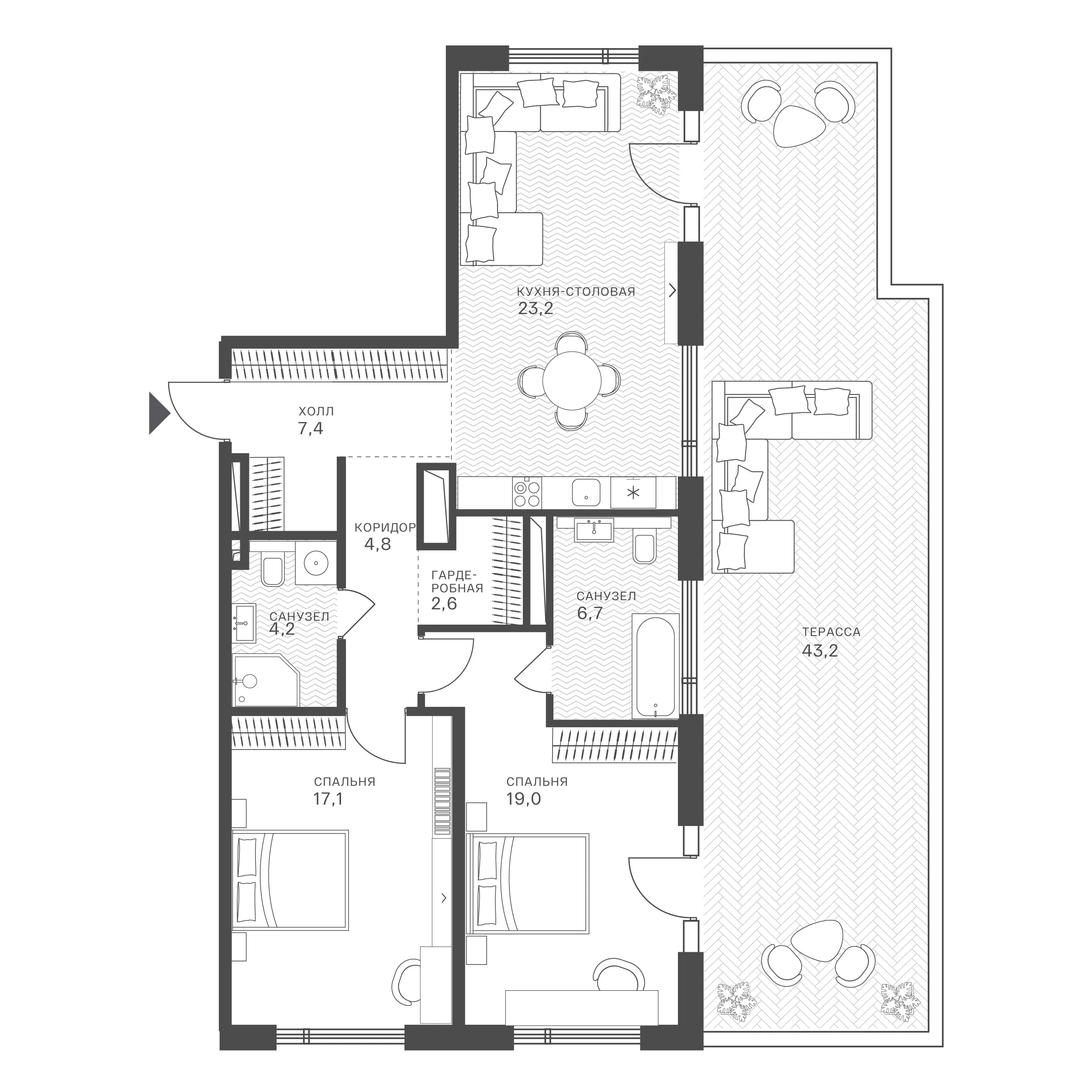 Официальная схема Крылатская 33, 67,66 м²