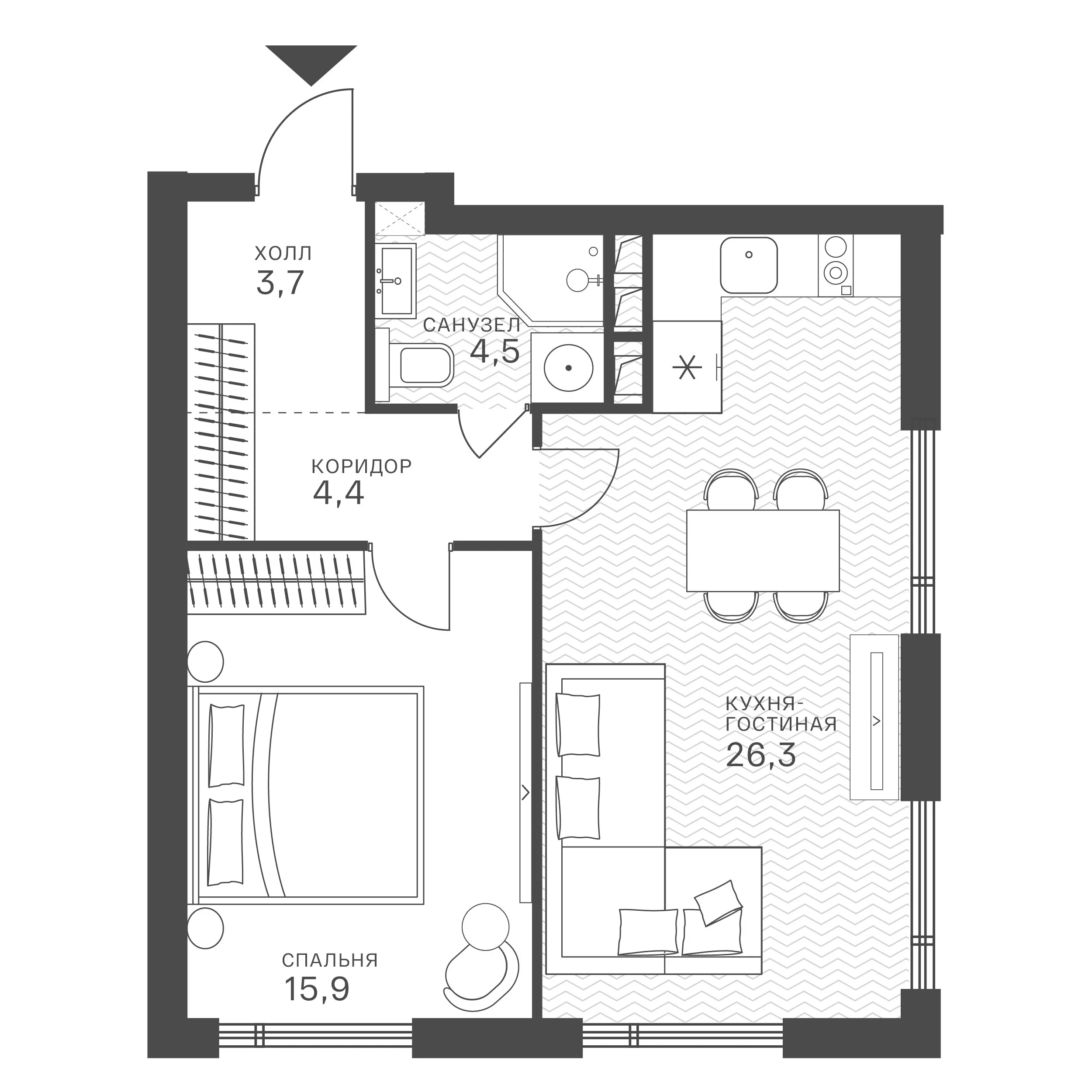 Официальная схема Крылатская 33, 54,8 м²