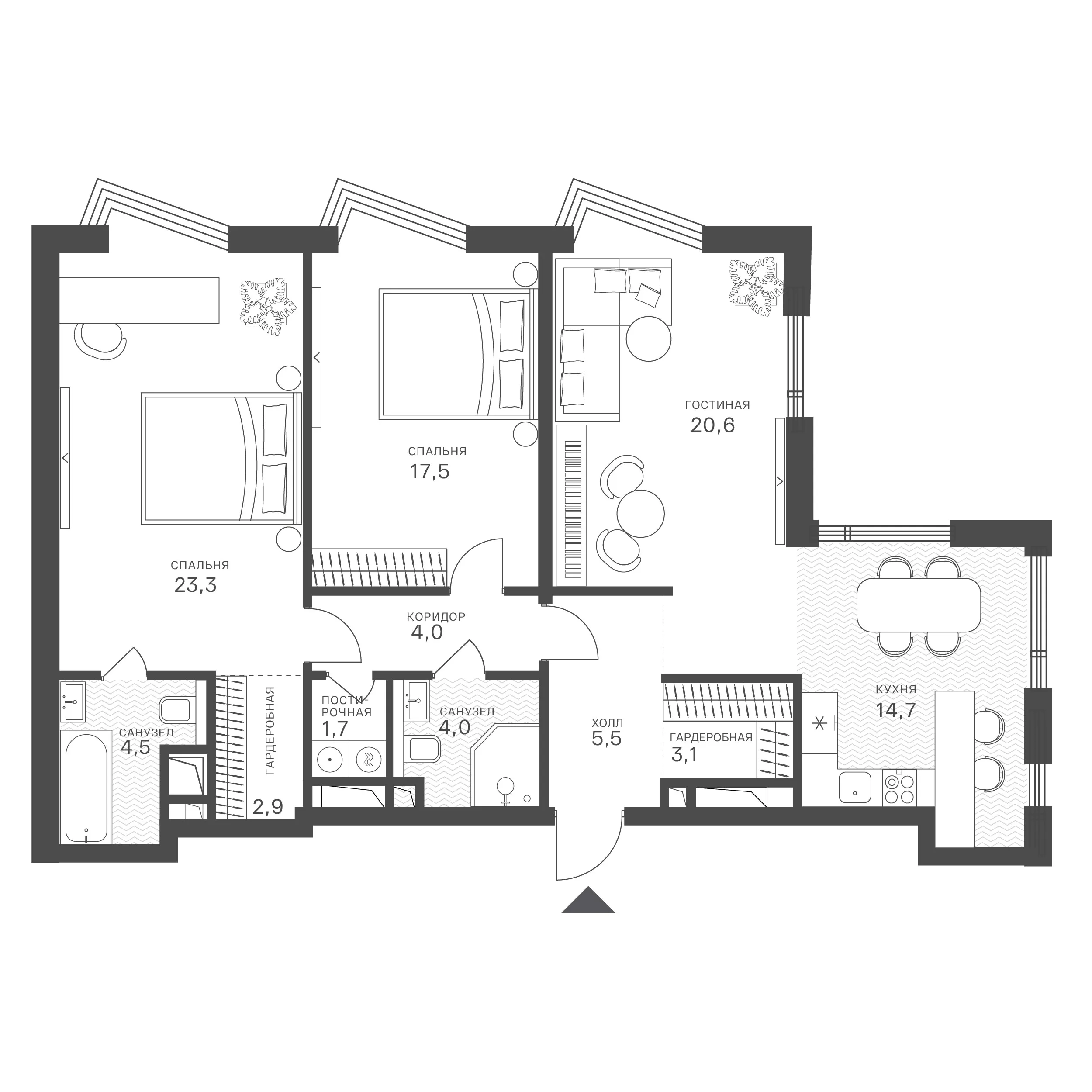 Официальная планировка Крылатская 33, 101,8 м²