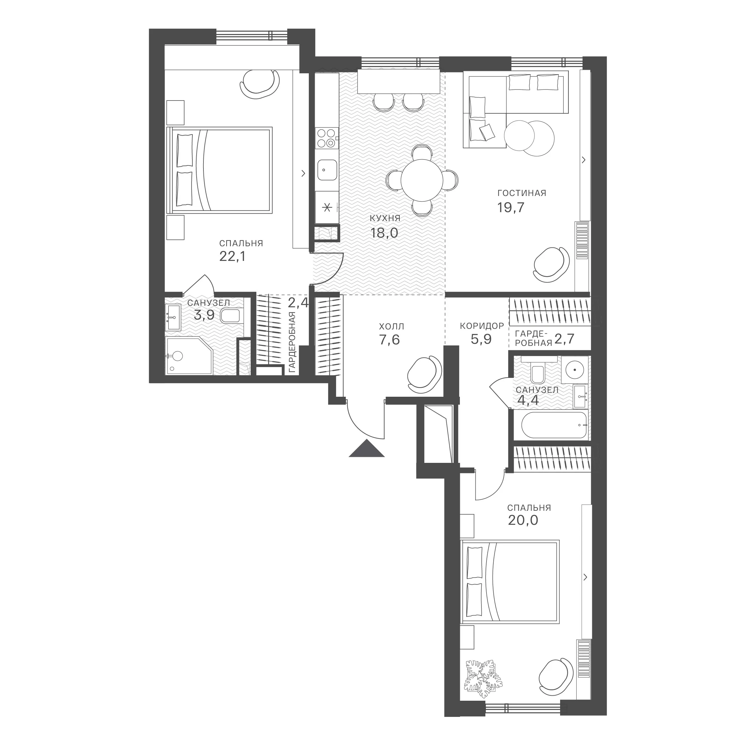 Официальная схема Крылатская 33, 106,7 м²