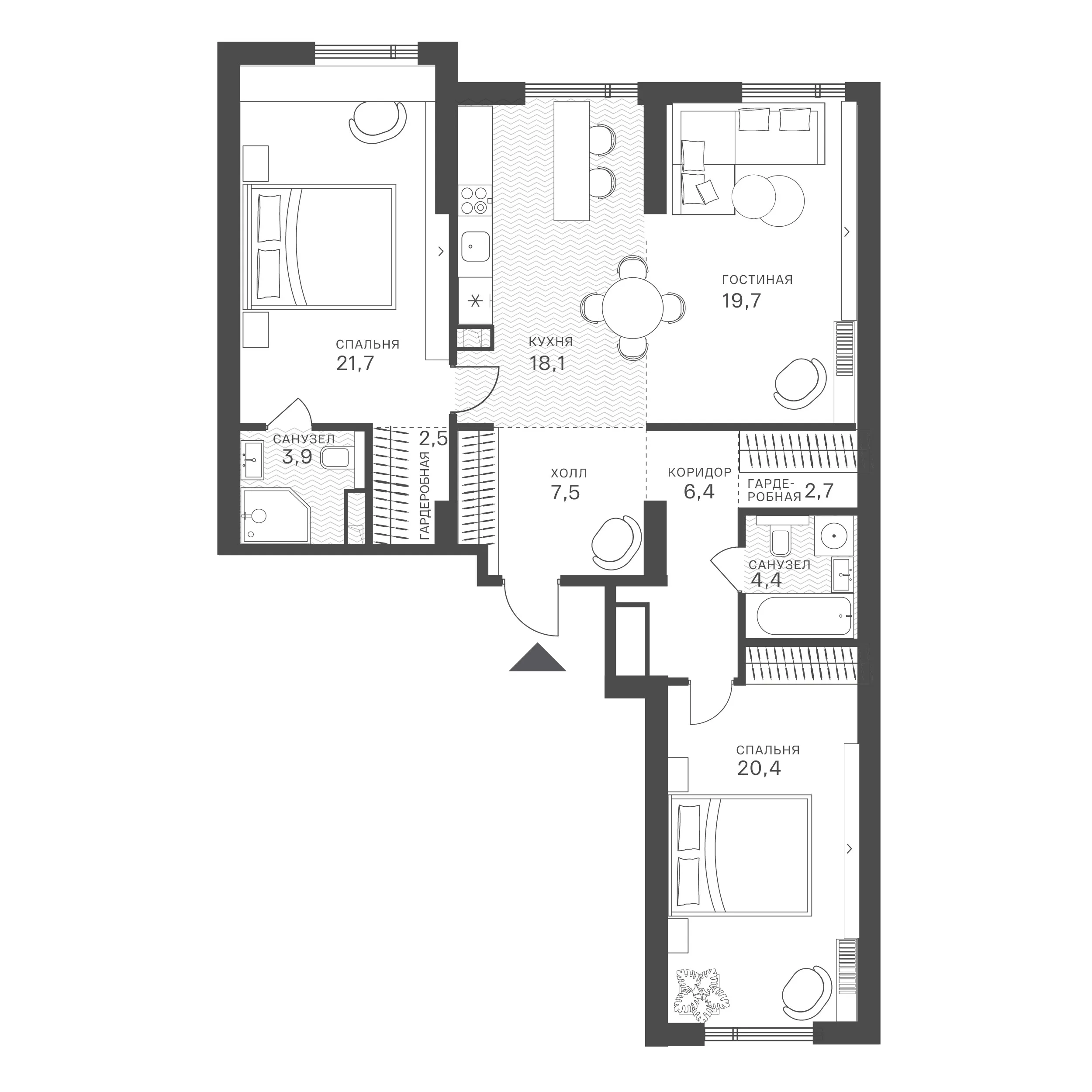 Официальная схема Крылатская 33, 107,3 м²