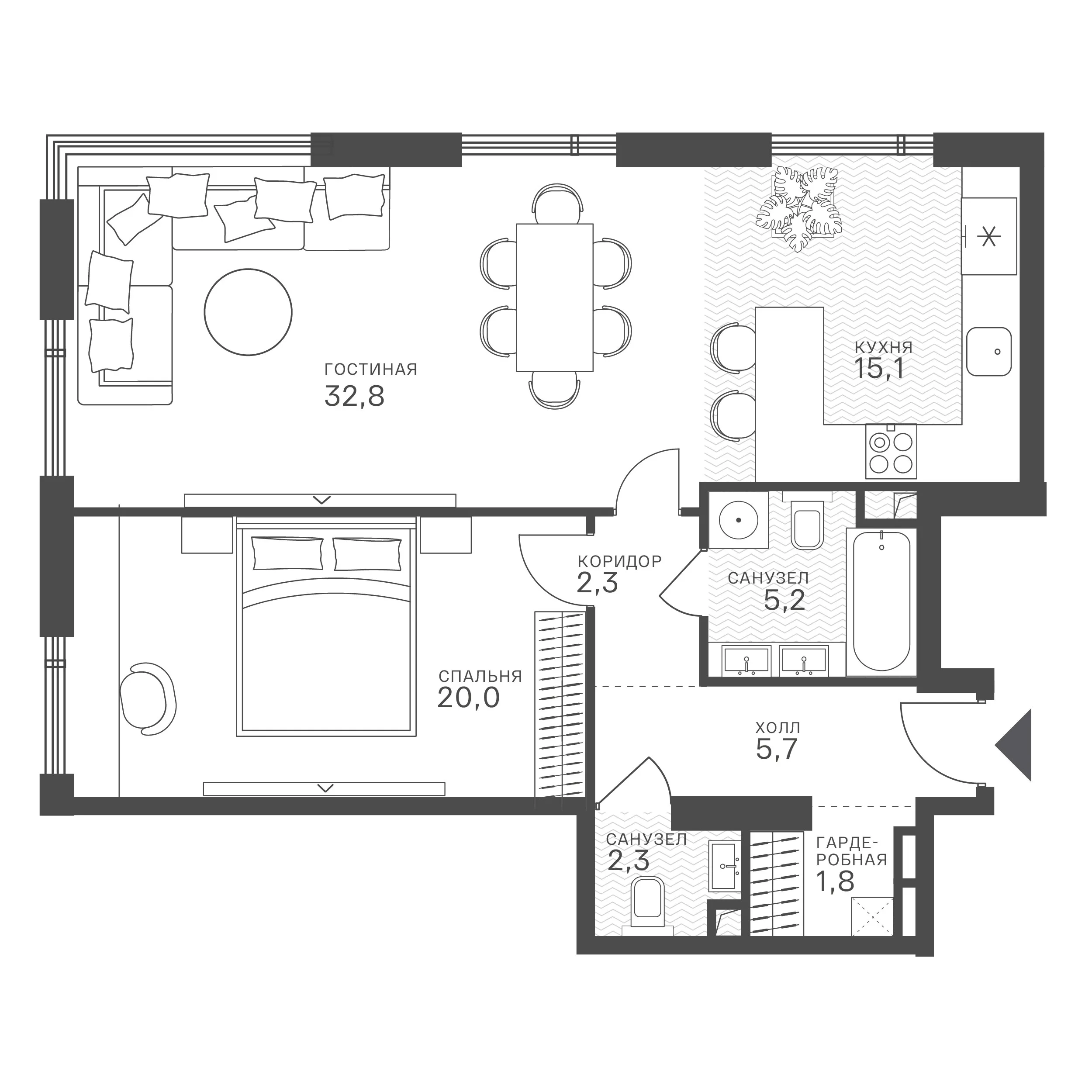Официальная схема Крылатская 33, 85,2 м²